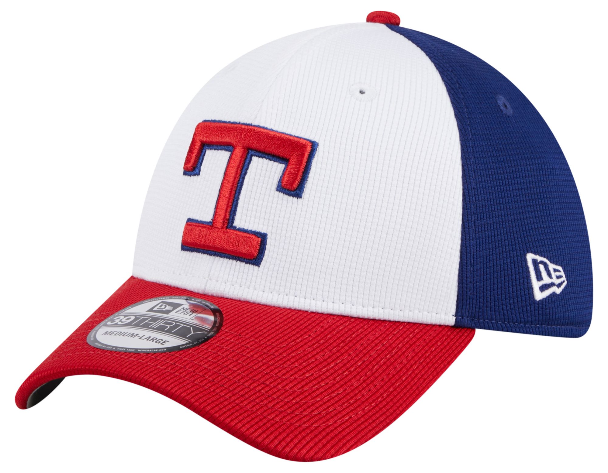 New Era Texas Rangers 39THIRTY Stretch Fit Cap - Red & Blue, Team Classic, Medium-Large Size