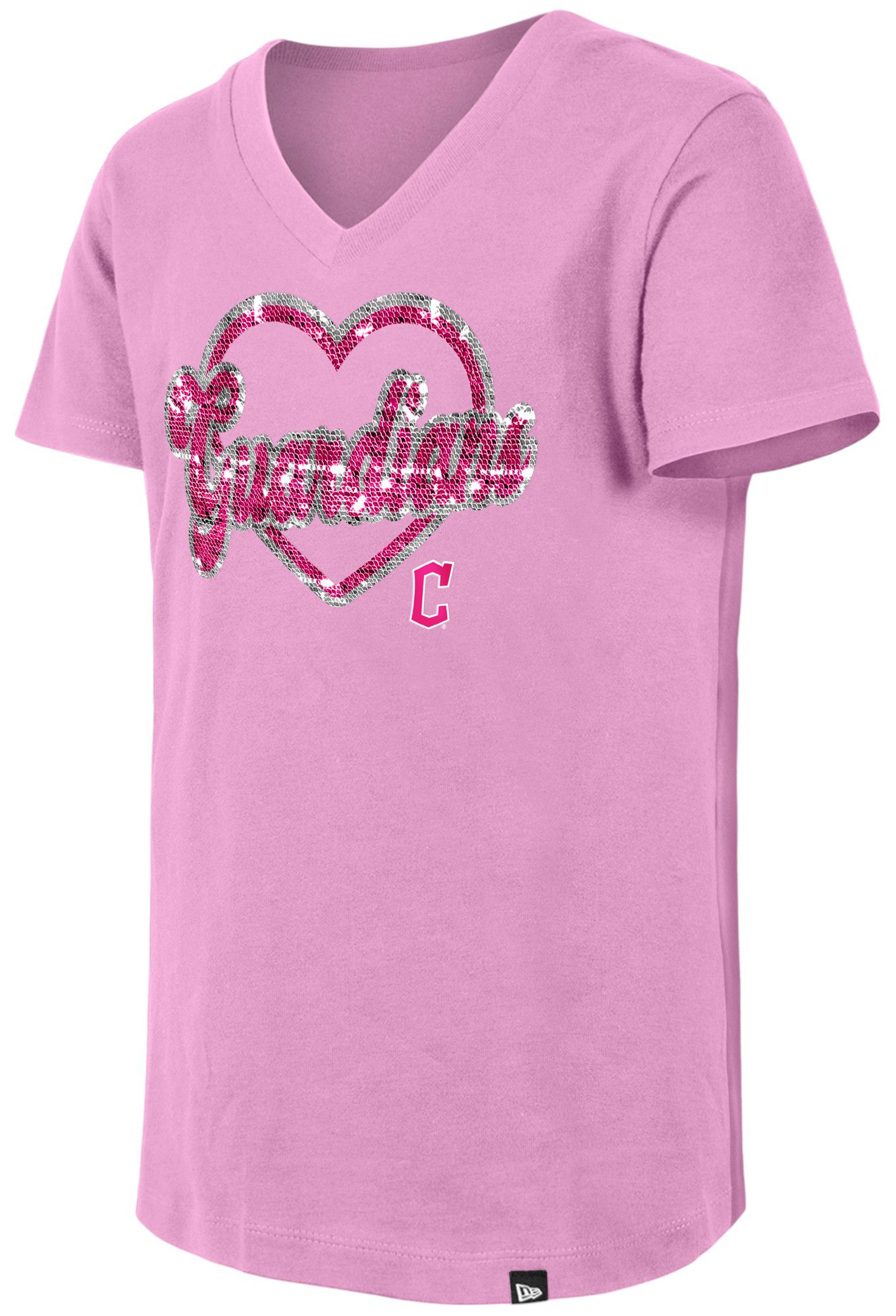 New Era Girls' Cleveland Guardians Pink Sequin T-Shirt product image