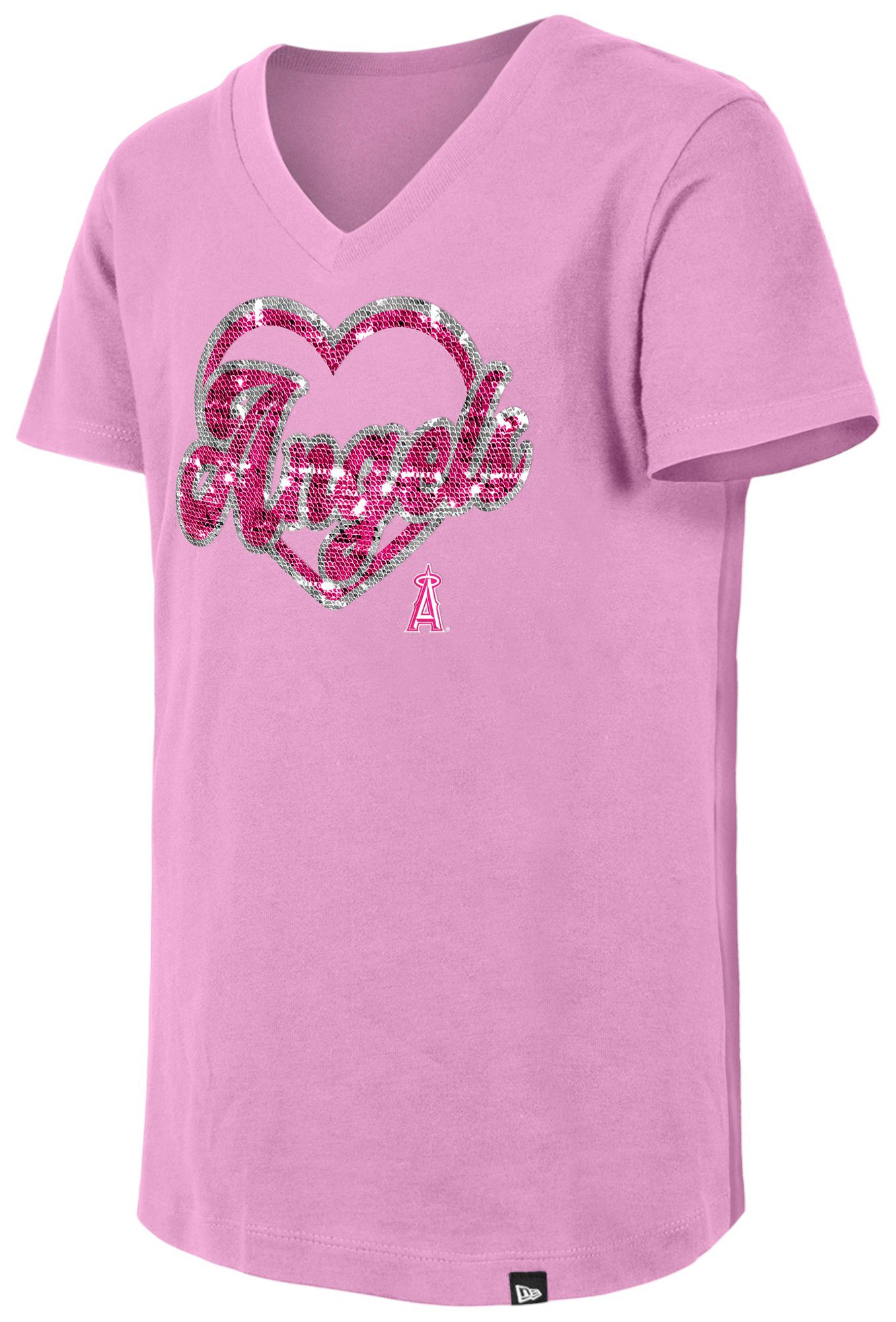 New Era Girls' Los Angeles Angels Pink Sequin T-Shirt product image