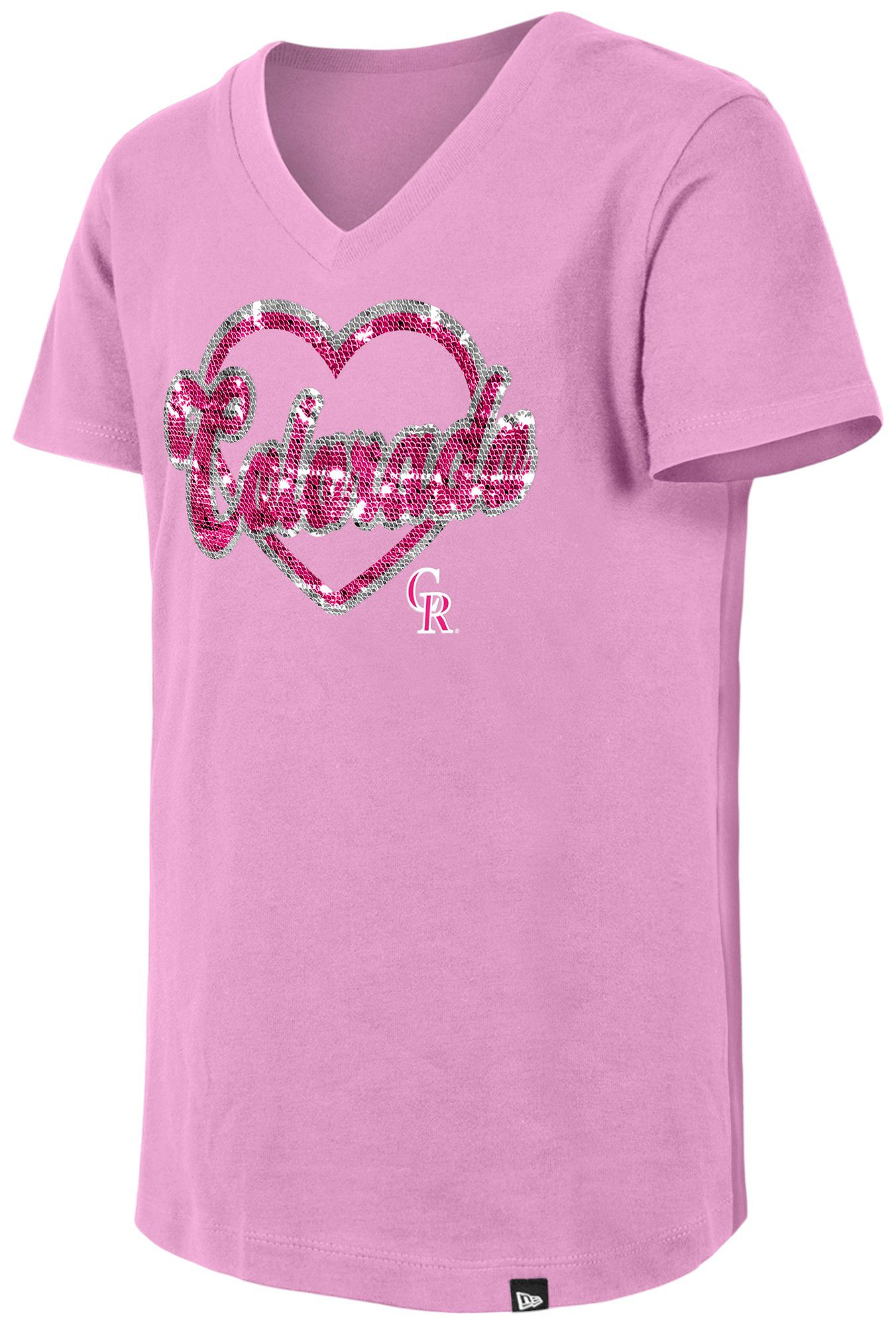 New Era Girls' Colorado Rockies Pink Sequin T-Shirt product image