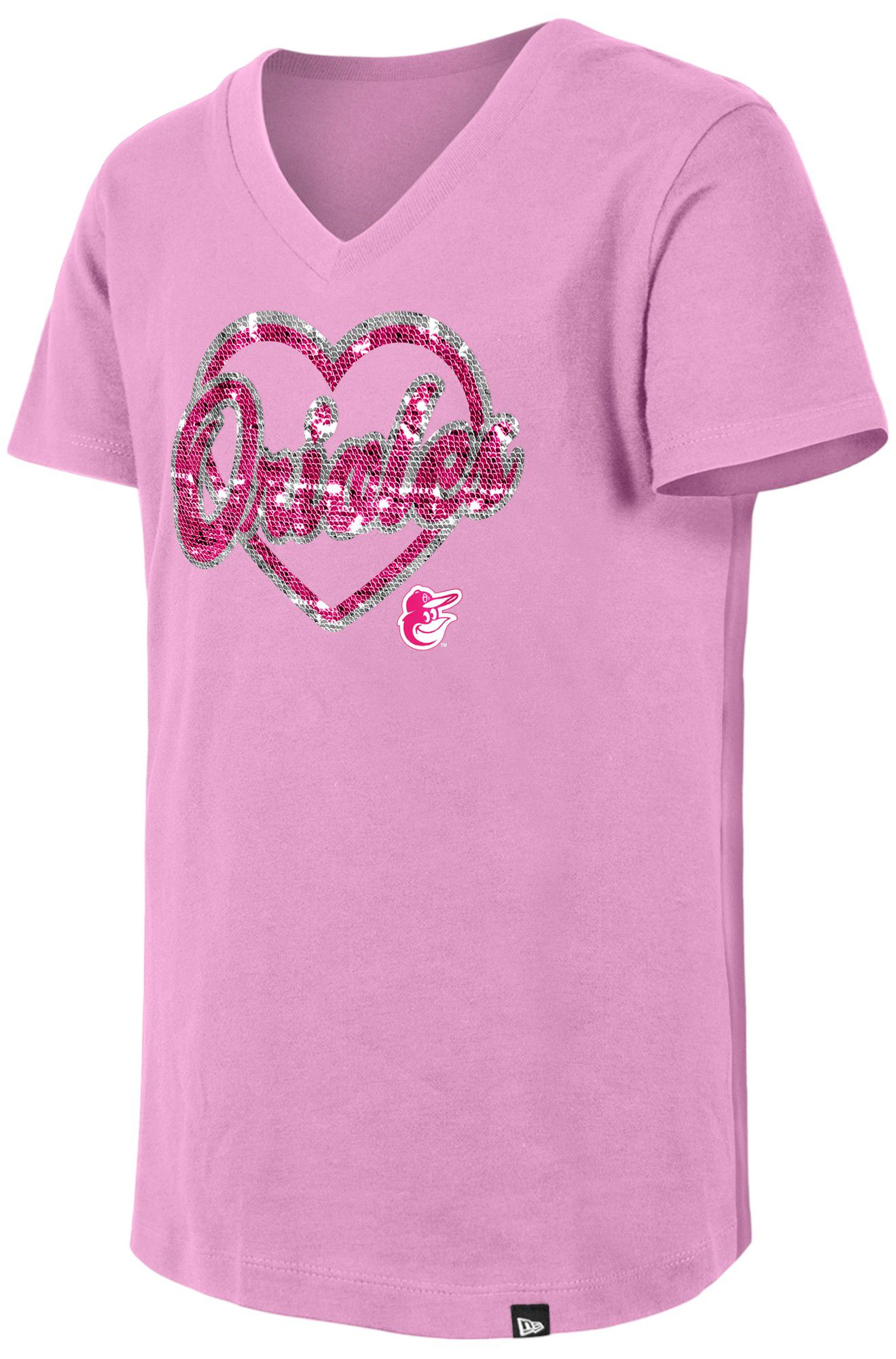 New Era Girls' Baltimore Orioles Pink Sequin T-Shirt product image