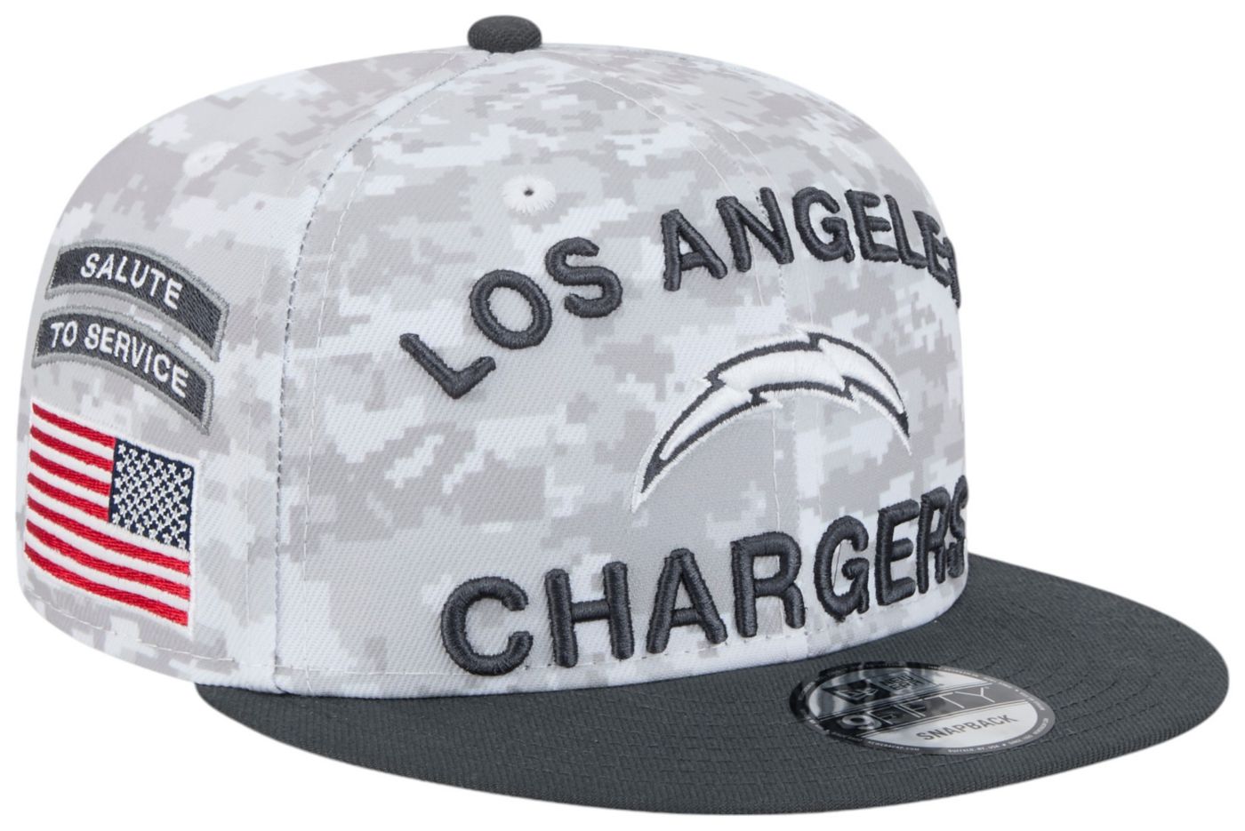 New Era Adult Los Angeles Chargers Salute to Service 2024 Arctic Camo 9Fifty Adjustable Hat Dick s Sporting Goods