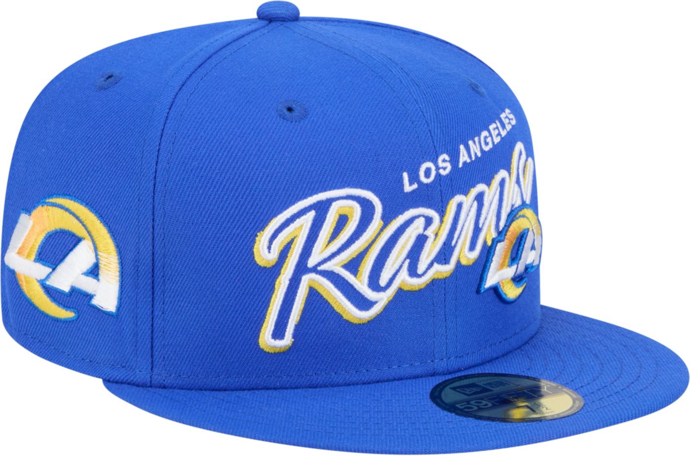 New Era Adult Los Angeles Rams Script Team Color 59Fifty Fitted Hat Dick s Sporting Goods