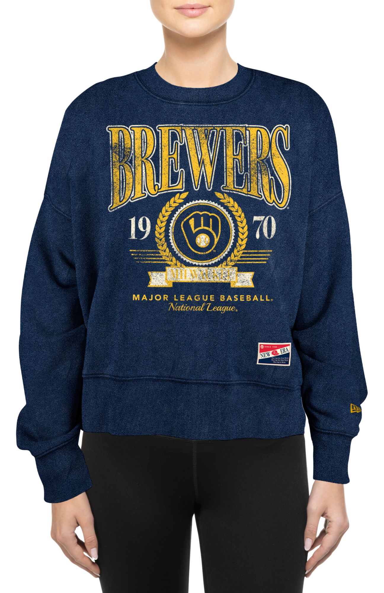 New Era Women's Milwaukee Brewers Navy Throwback Sweatshirt product image
