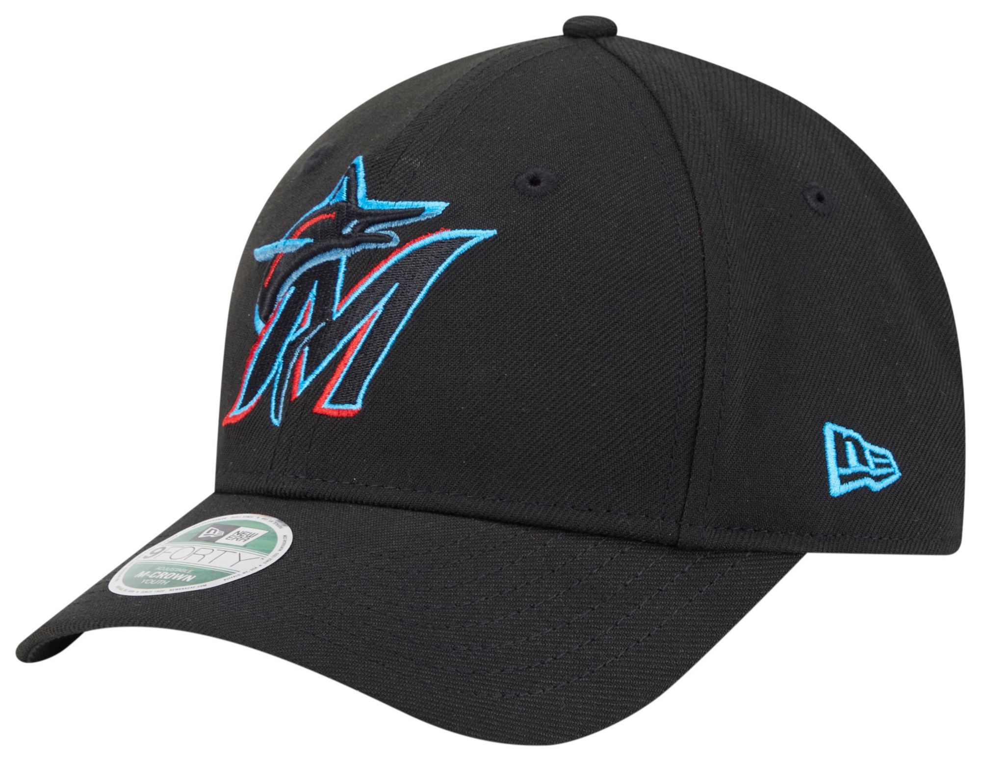 New Era Youth Miami Marlins Black Logo 9Forty Adjustable Hat product image