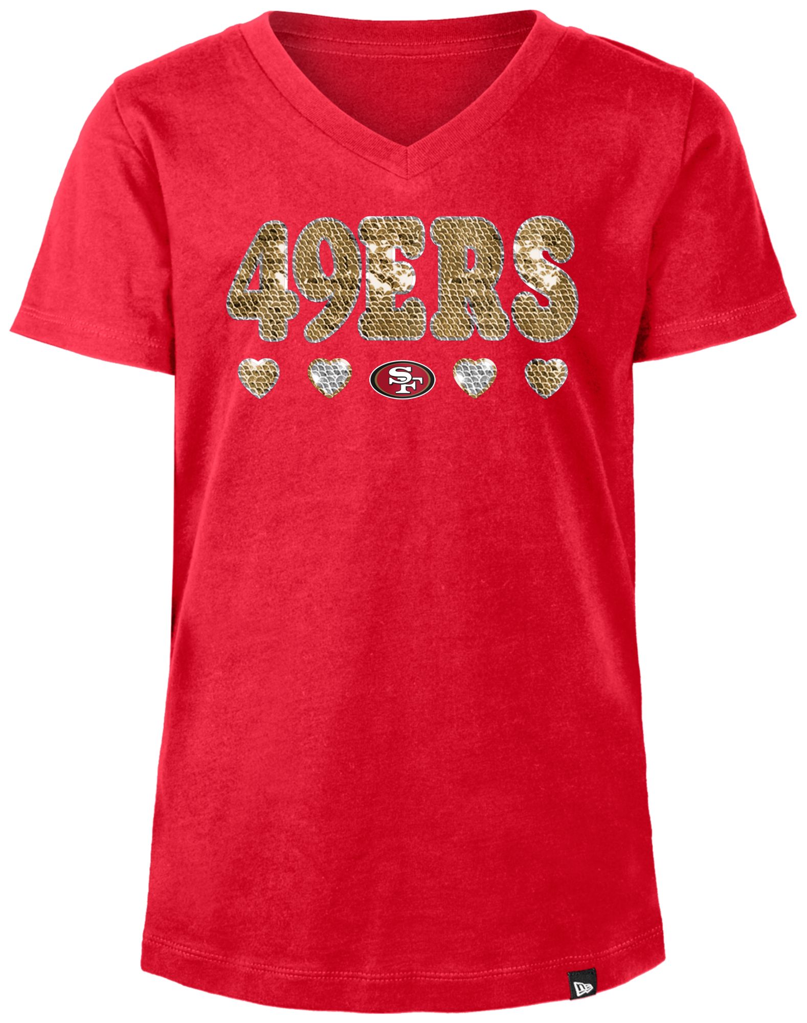 New Era Girls' San Francisco 49ers Sequins Flip Red T-Shirt product image