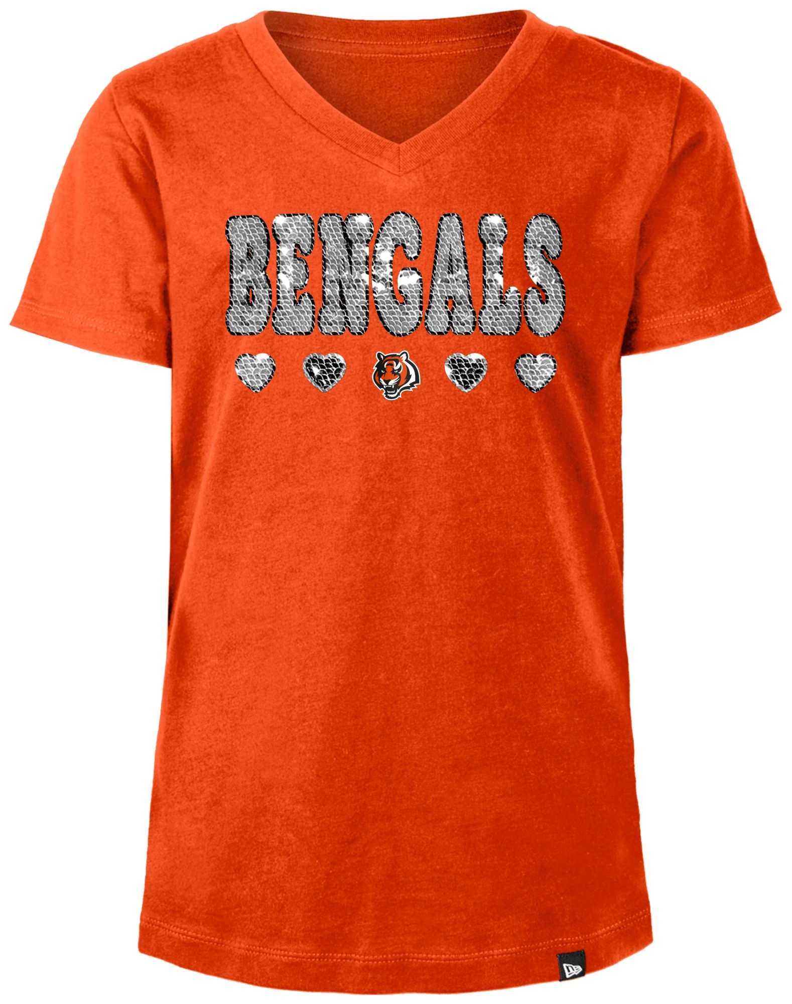 New Era Girls' Cincinnati Bengals Sequins Flip Orange T-Shirt product image