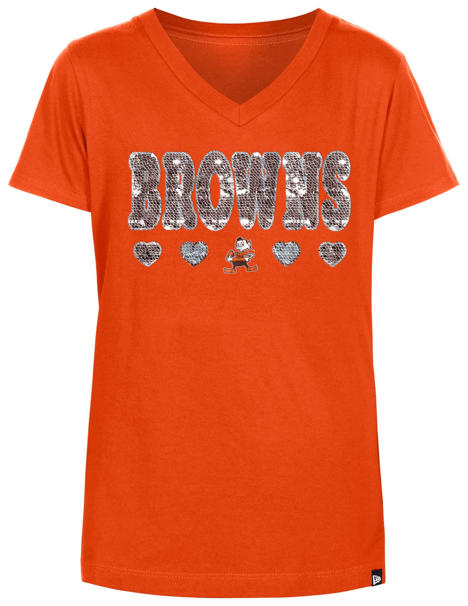 New Era Girls' Cleveland Browns Sequins Flip Orange T-Shirt product image