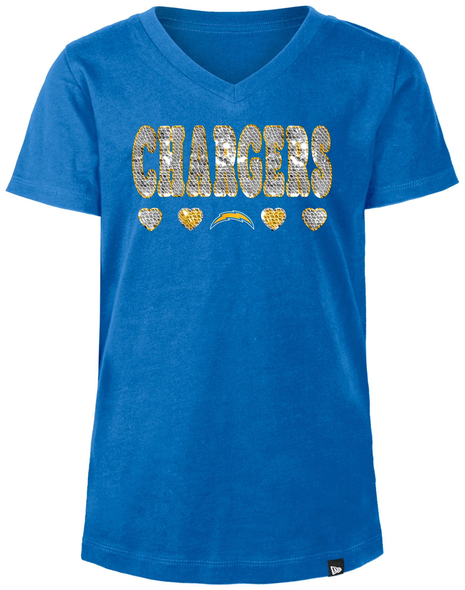 New Era Girls' Los Angeles Chargers Sequins Flip Blue T-Shirt product image