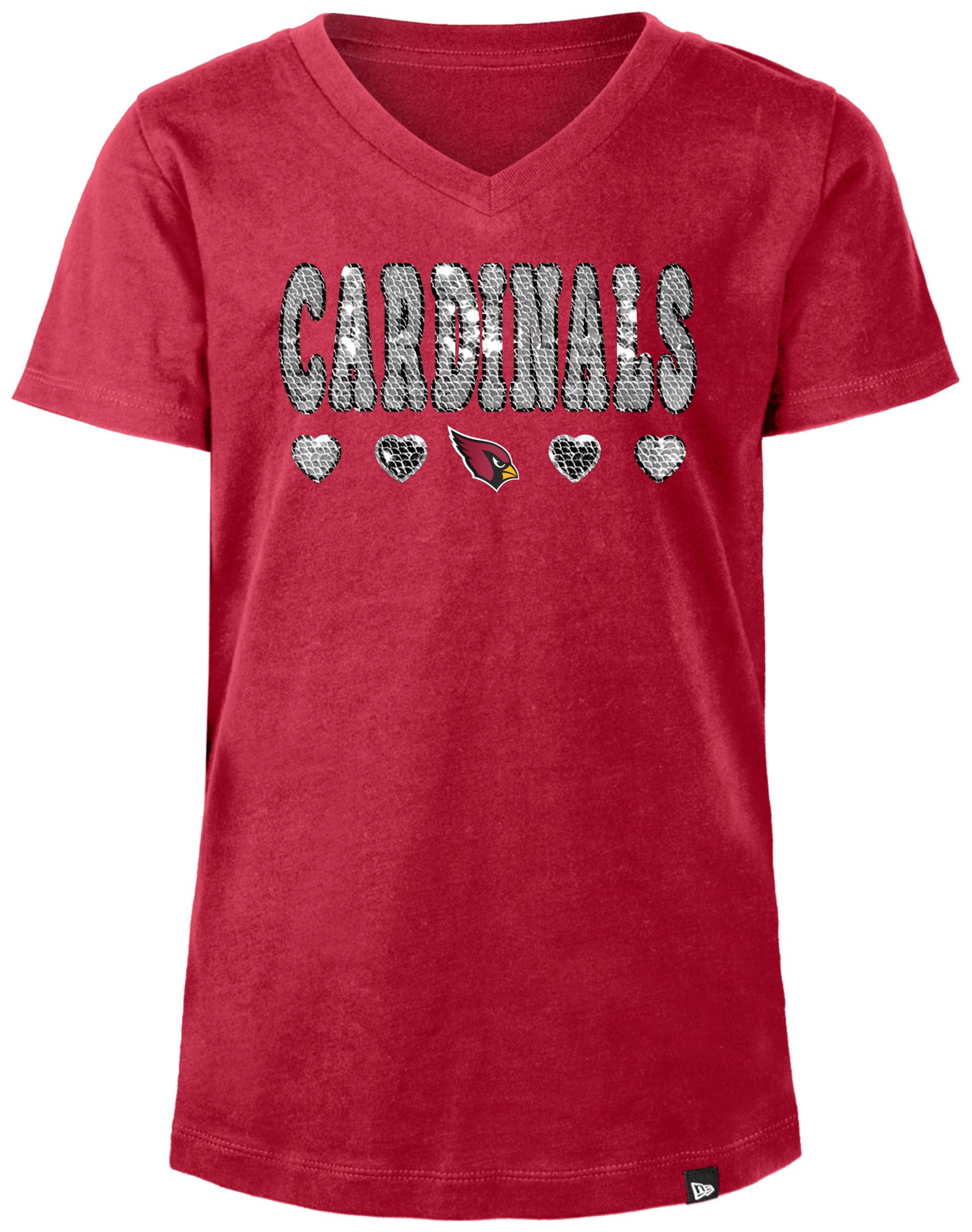 New Era Girls' Arizona Cardinals Sequins Flip Red T-Shirt product image