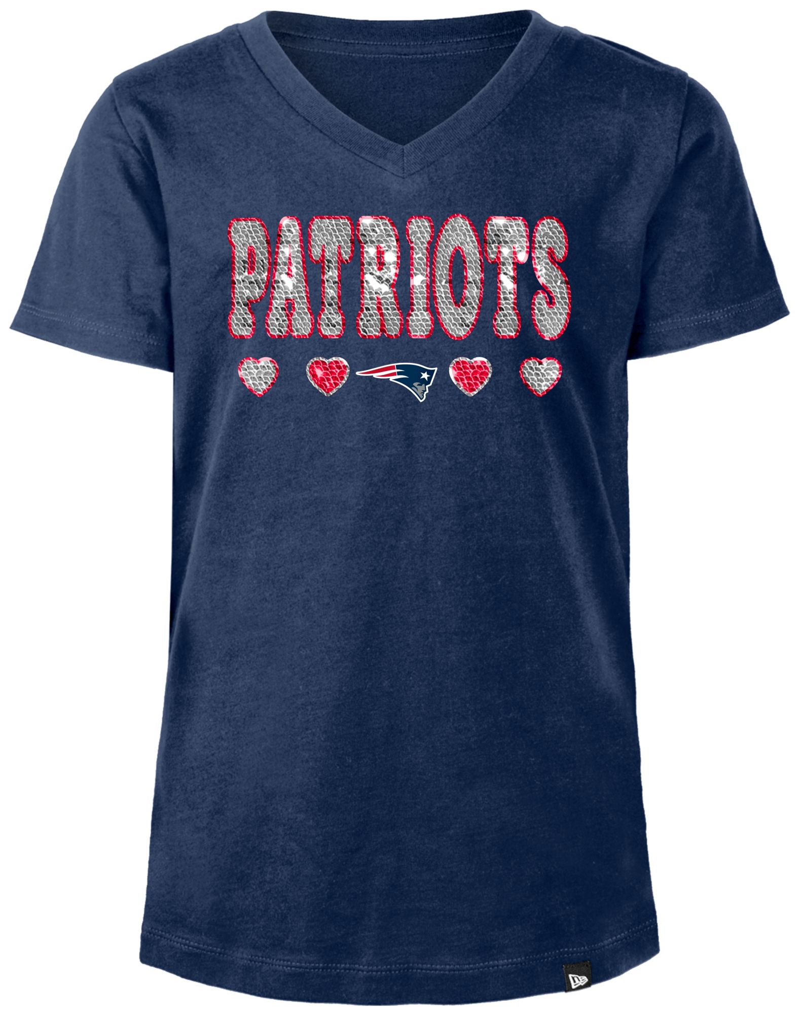 New Era Girls' New England Patriots Sequins Flip Navy T-Shirt product image