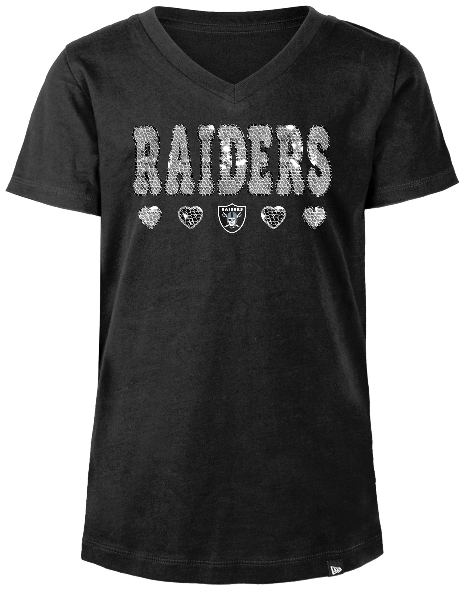 New Era Girls' Las Vegas Raiders Sequins Flip Black T-Shirt product image