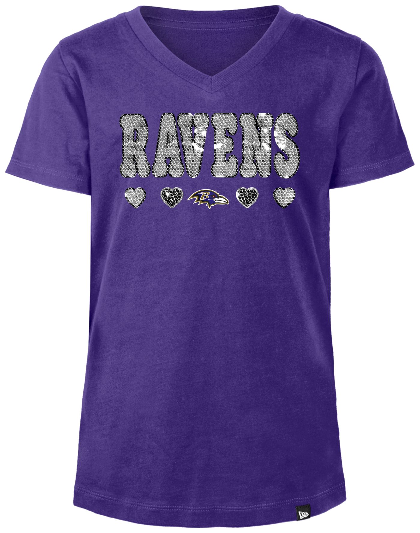 New Era Girls Baltimore Ravens Sequins Flip Purple T Shirt Dick s Sporting Goods