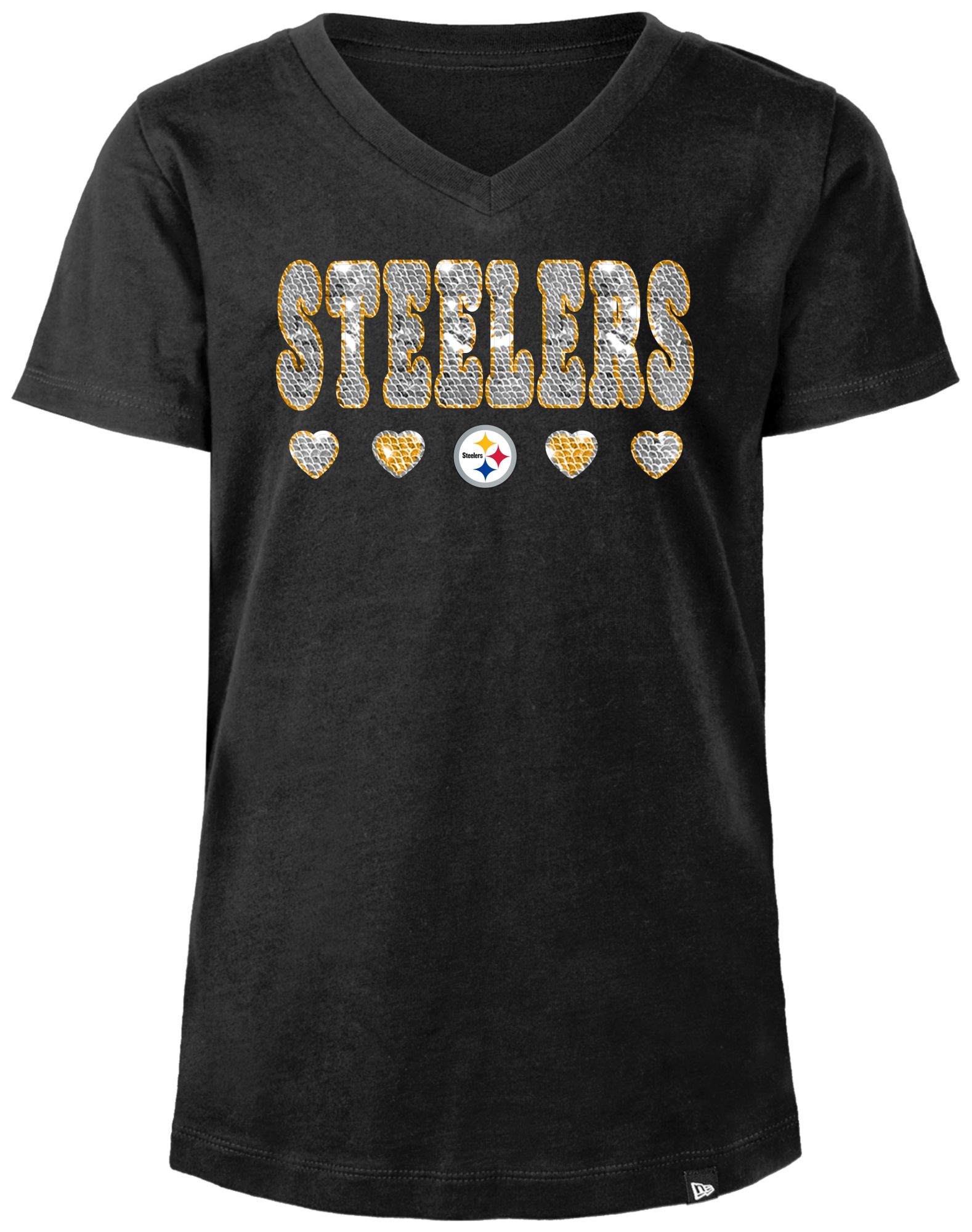 New Era Girls' Pittsburgh Steelers Sequins Flip Black T-Shirt product image