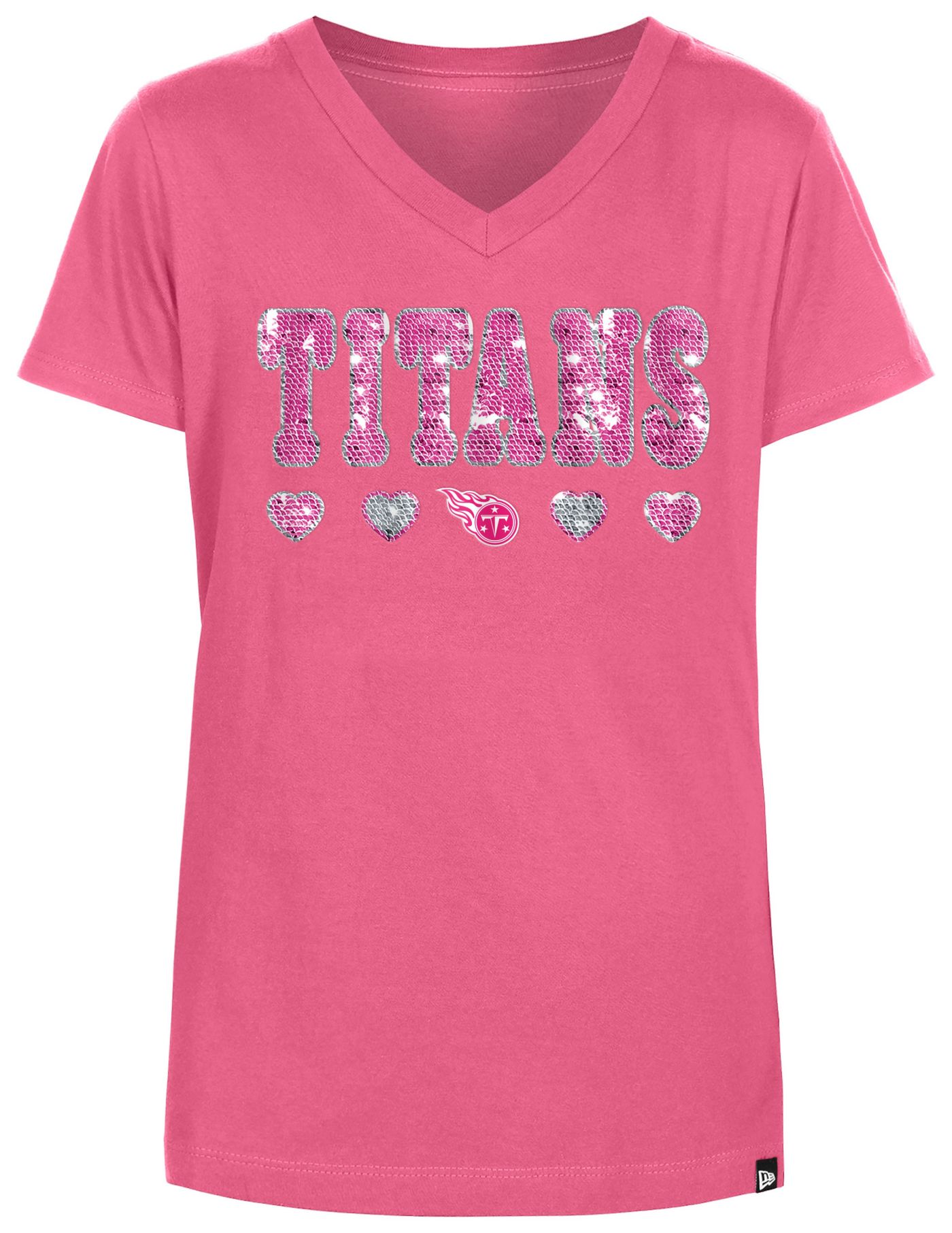 New Era Girls Tennessee Titans Sequins Flip Pink T Shirt Dick s Sporting Goods