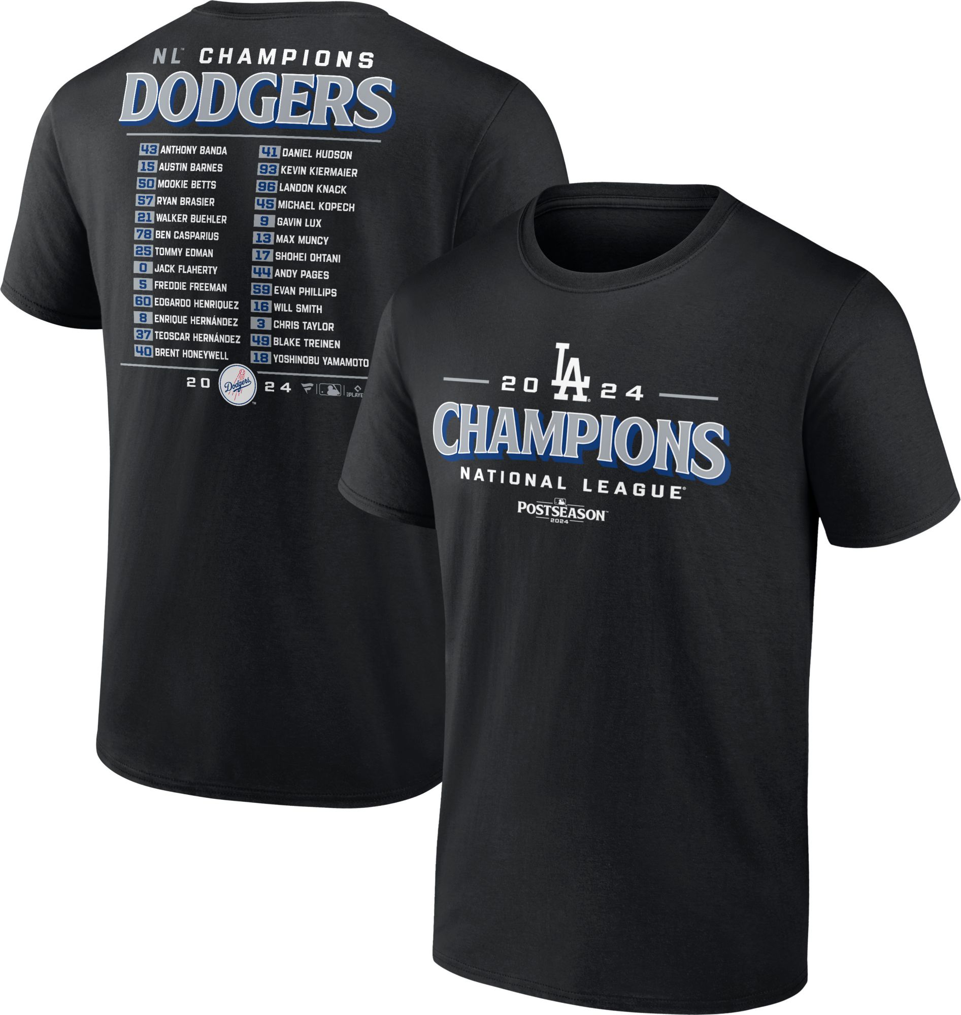 MLB Team Apparel 2025 NLCS Champions Men's Los Angeles Dodgers Roster T