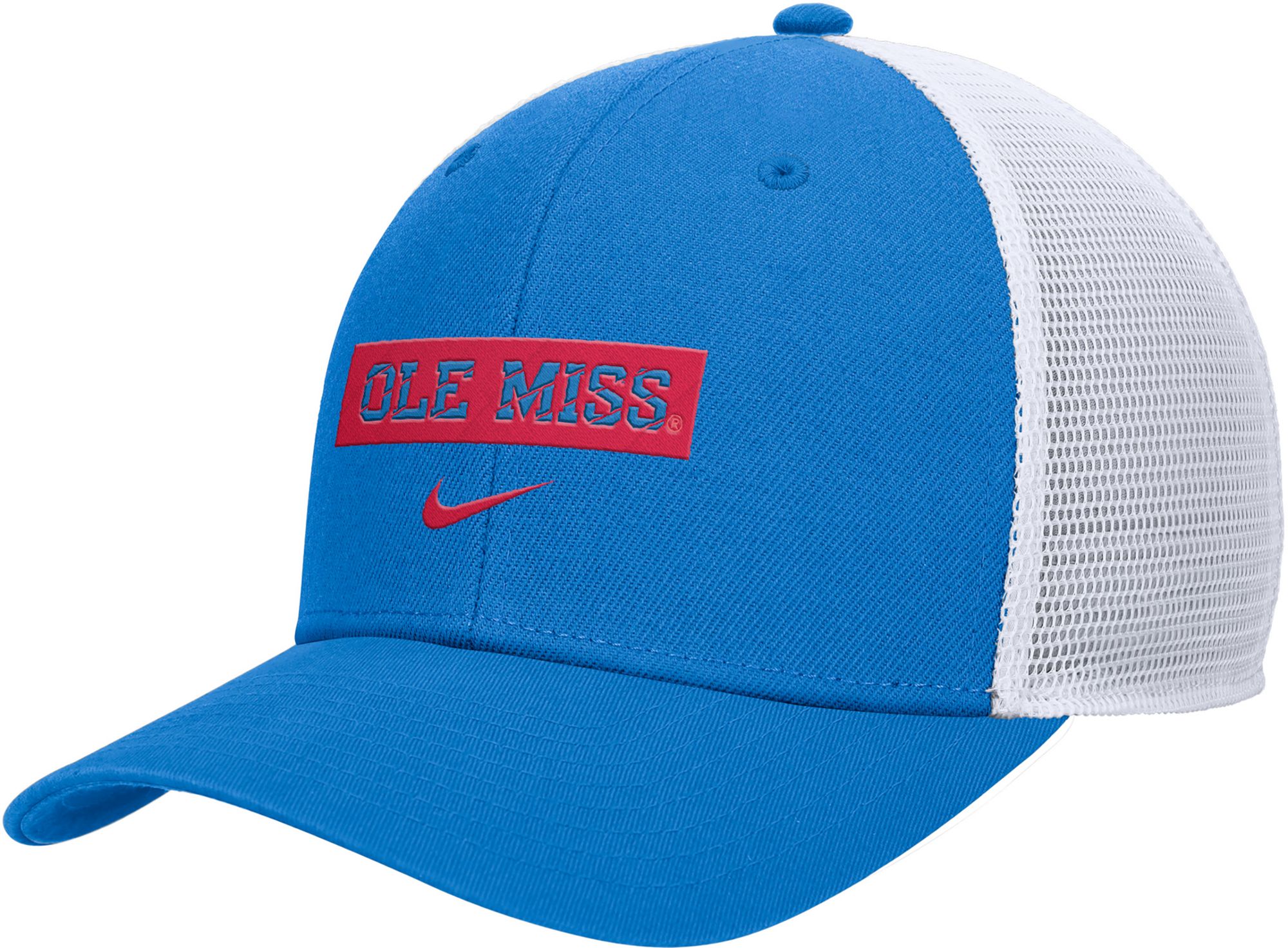 Nike Men's Ole Miss Rebels Blue Wordmark Rise Adjustable Trucker Hat product image