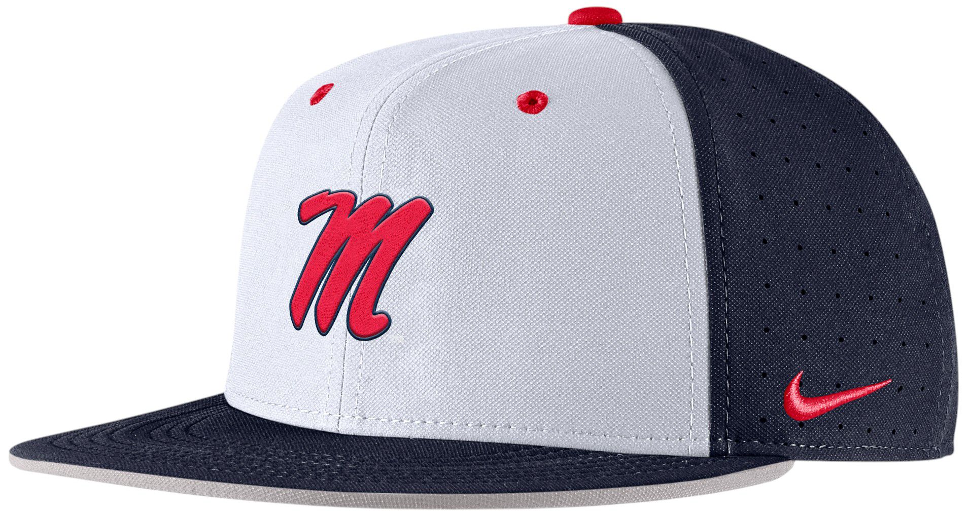 Nike Adult Ole Miss Rebels Navy Aero True Baseball Fitted Hat product image