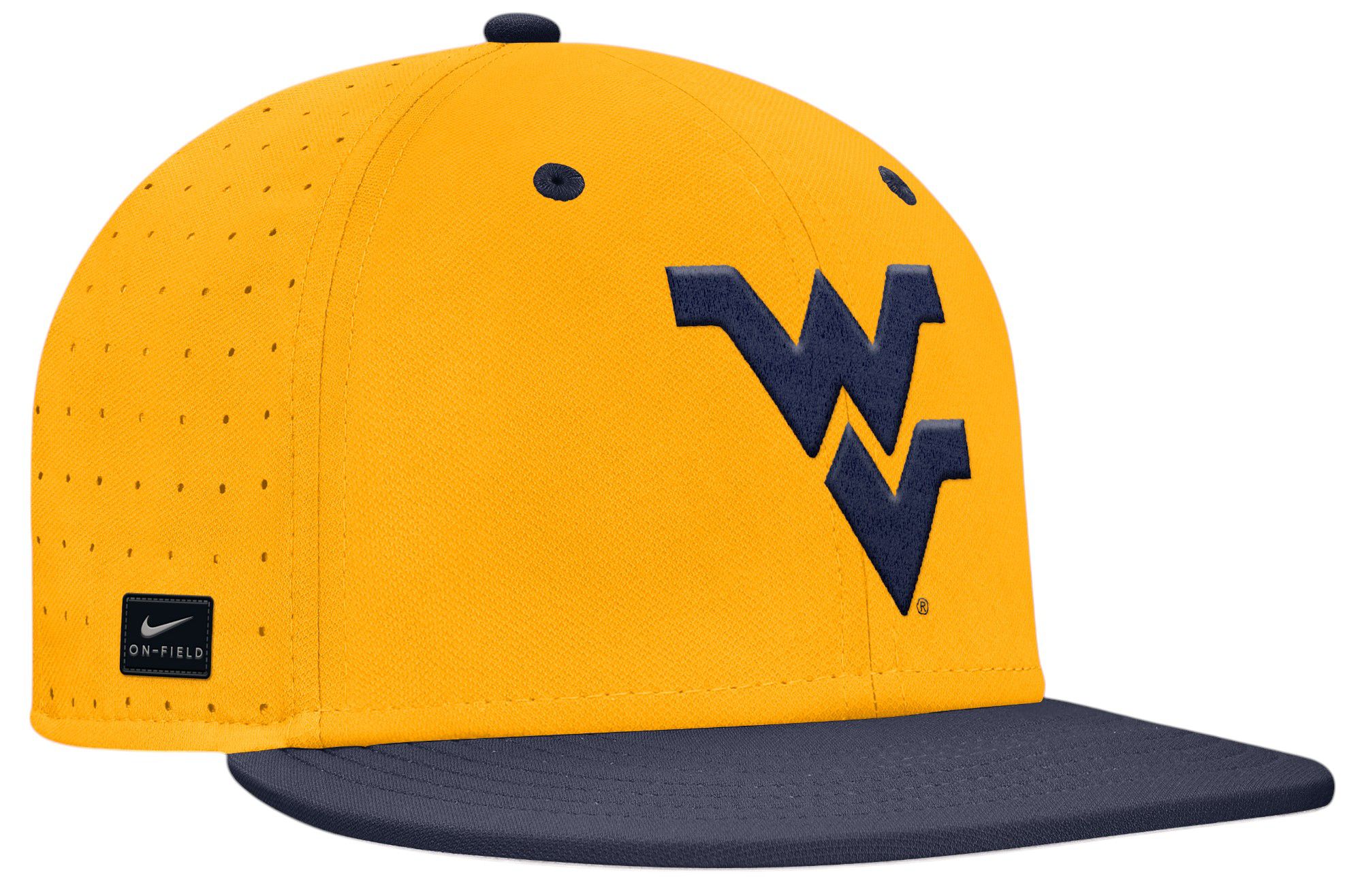 Nike Adult West Virginia Mountaineers Gold/Navy Aero Fitted Hat product image
