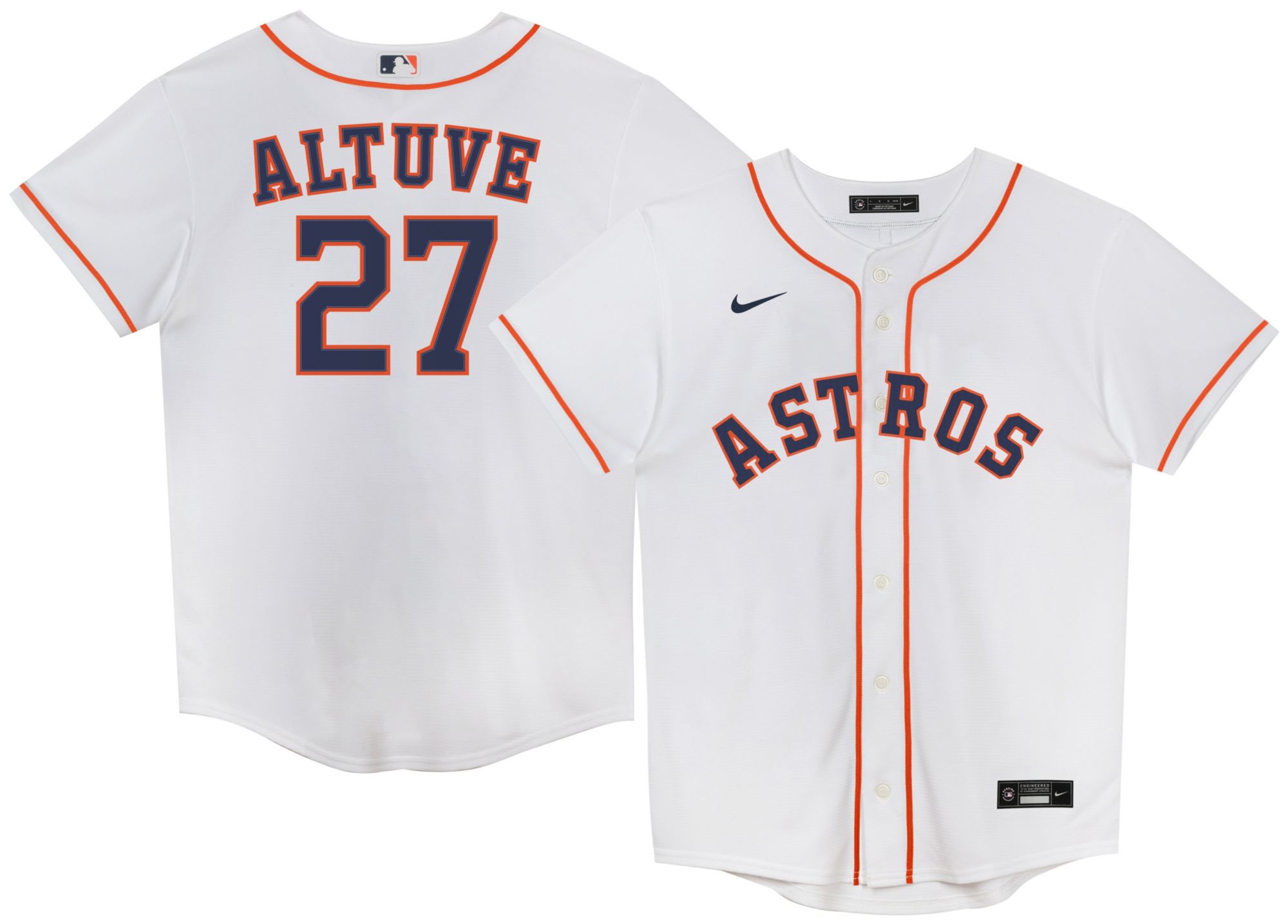 Nike Little Kids' Houston Astros White Jose Altuve #27 Replica Jersey product image