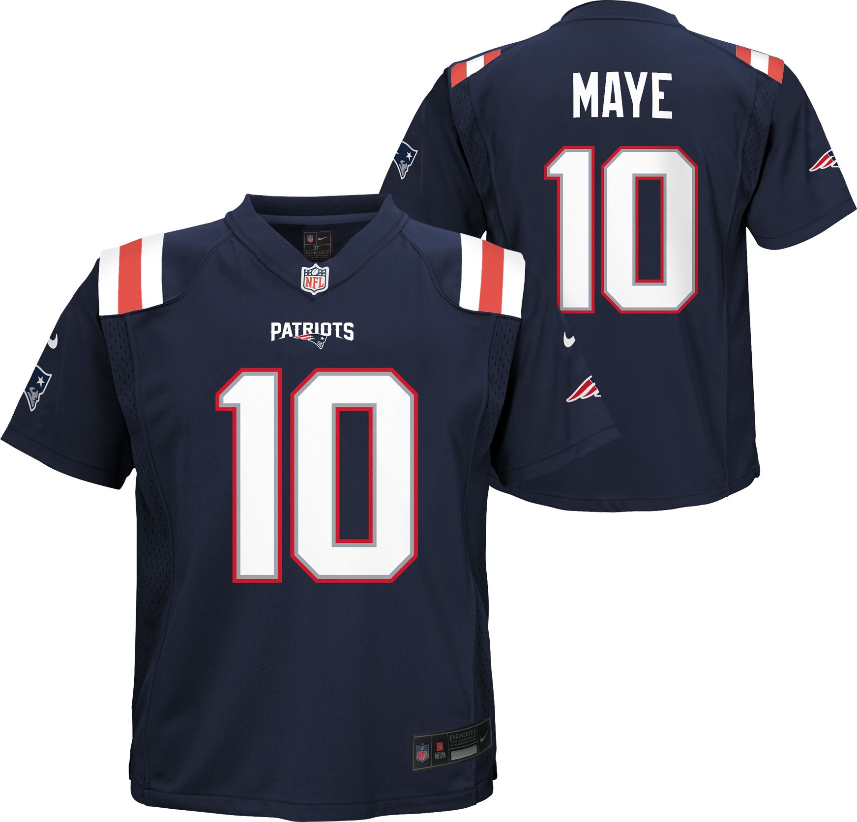 Nike Little Kids' New England Patriots Drake Maye #10 Navy Game Jersey product image