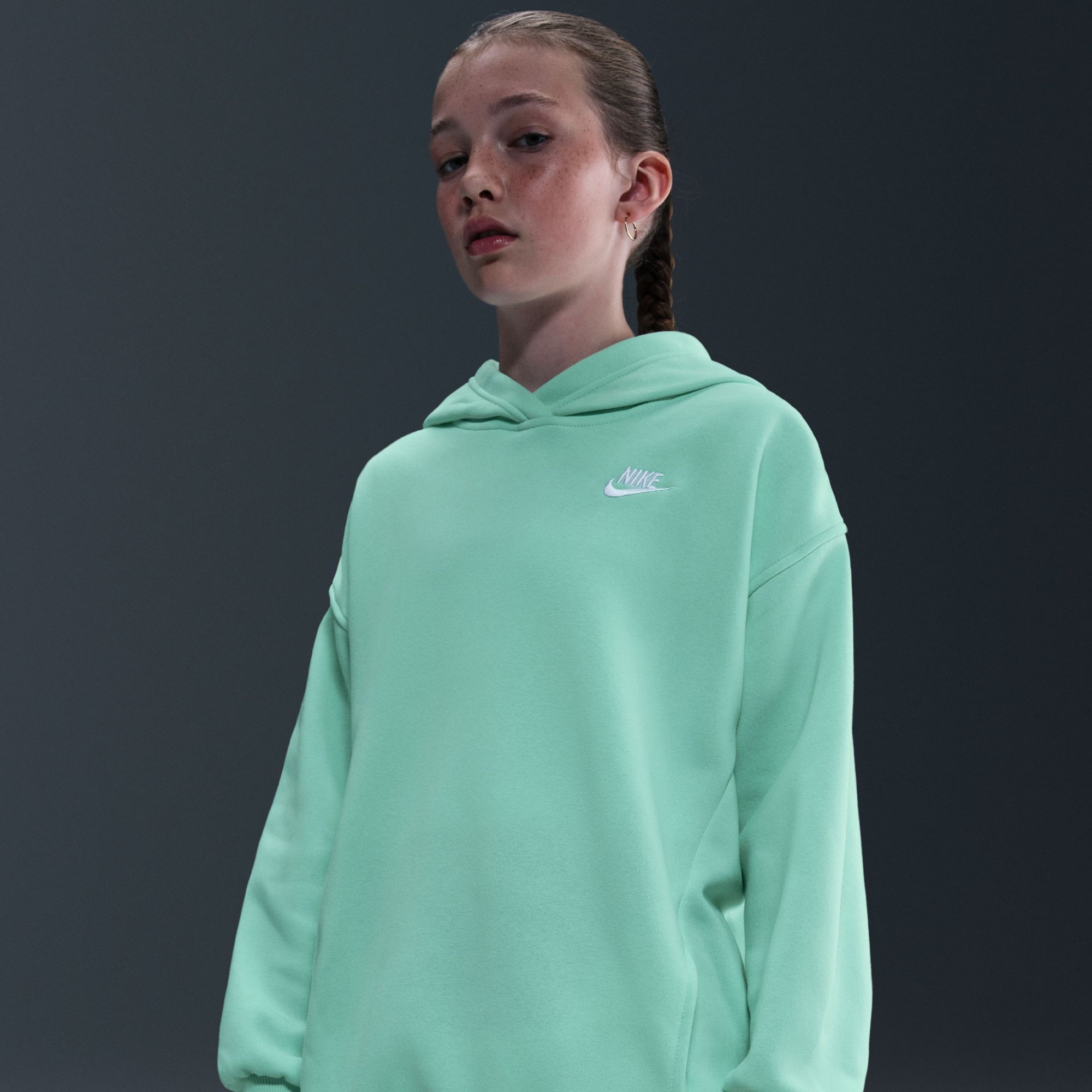 Nike Girls' Sportswear Oversized Club Fleece Pullover Hoodie product image