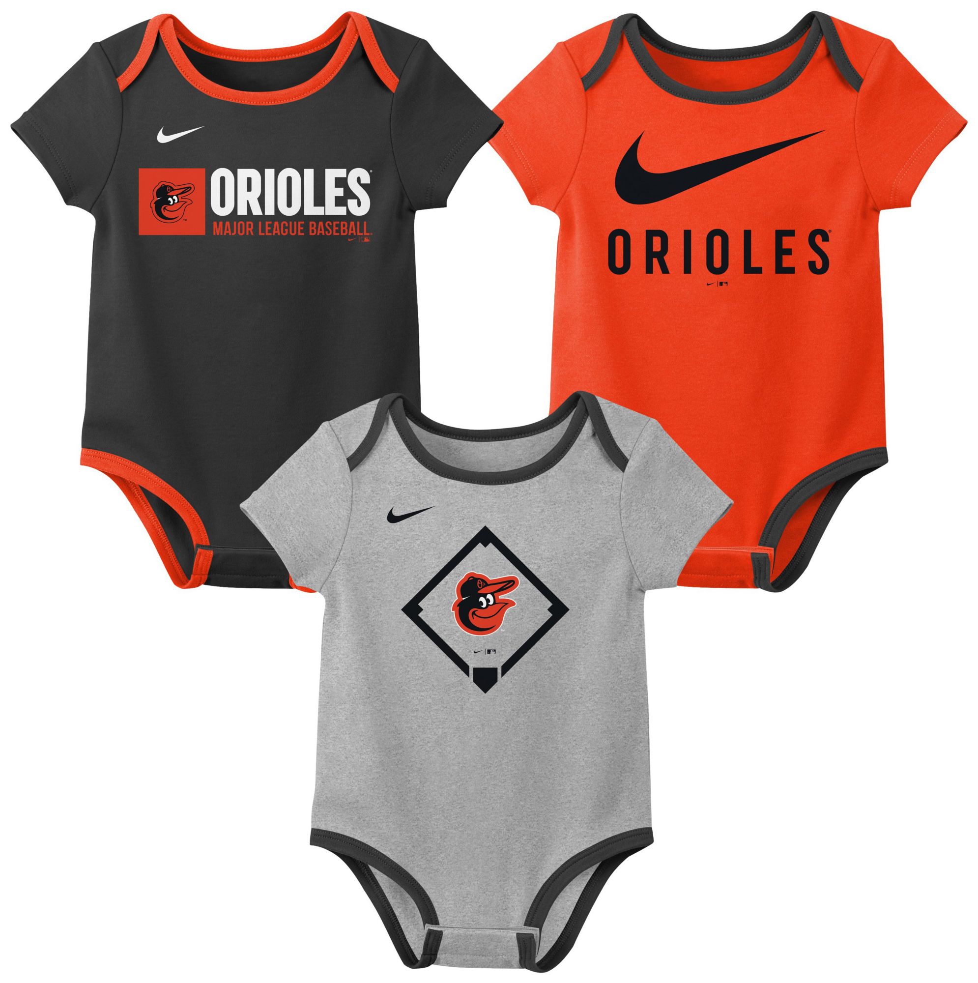 Nike Infant Baltimore Orioles Assorted Team Colors 3 Pack  Creeper Set product image