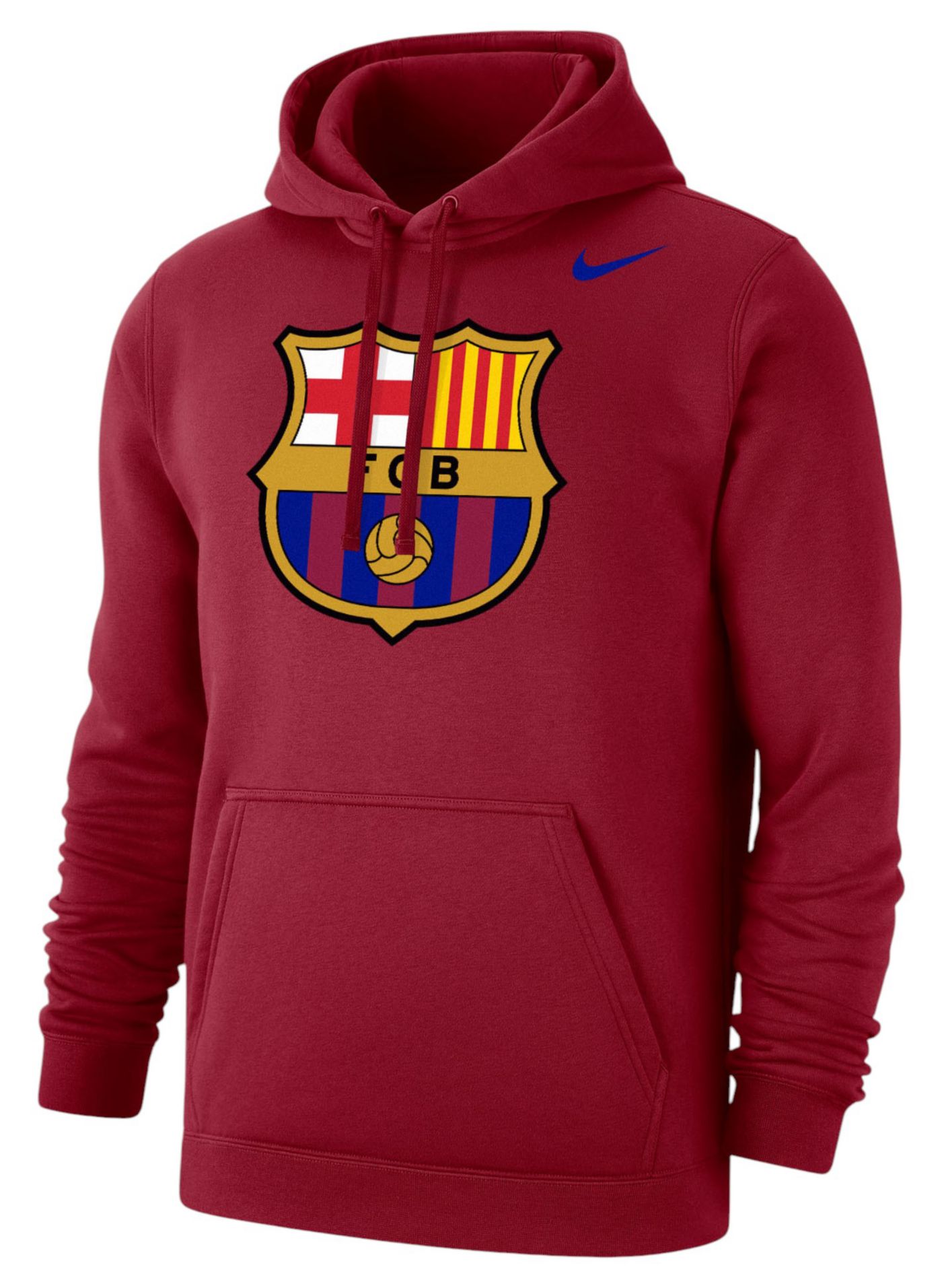 Nike Men s FC Barcelona Red Logo Club Pullover Hoodie Dick s Sporting Goods