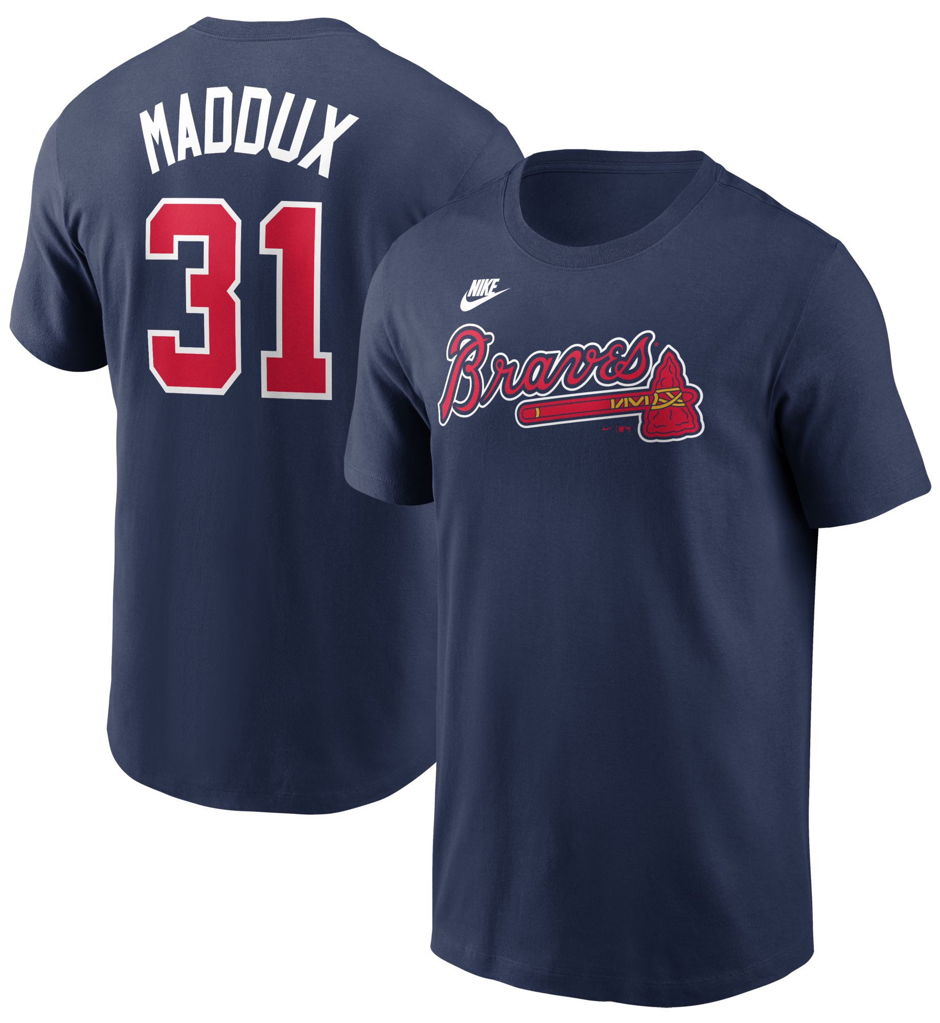 Nike Men's Atlanta Braves Greg Maddux #31 Navy T-Shirt product image