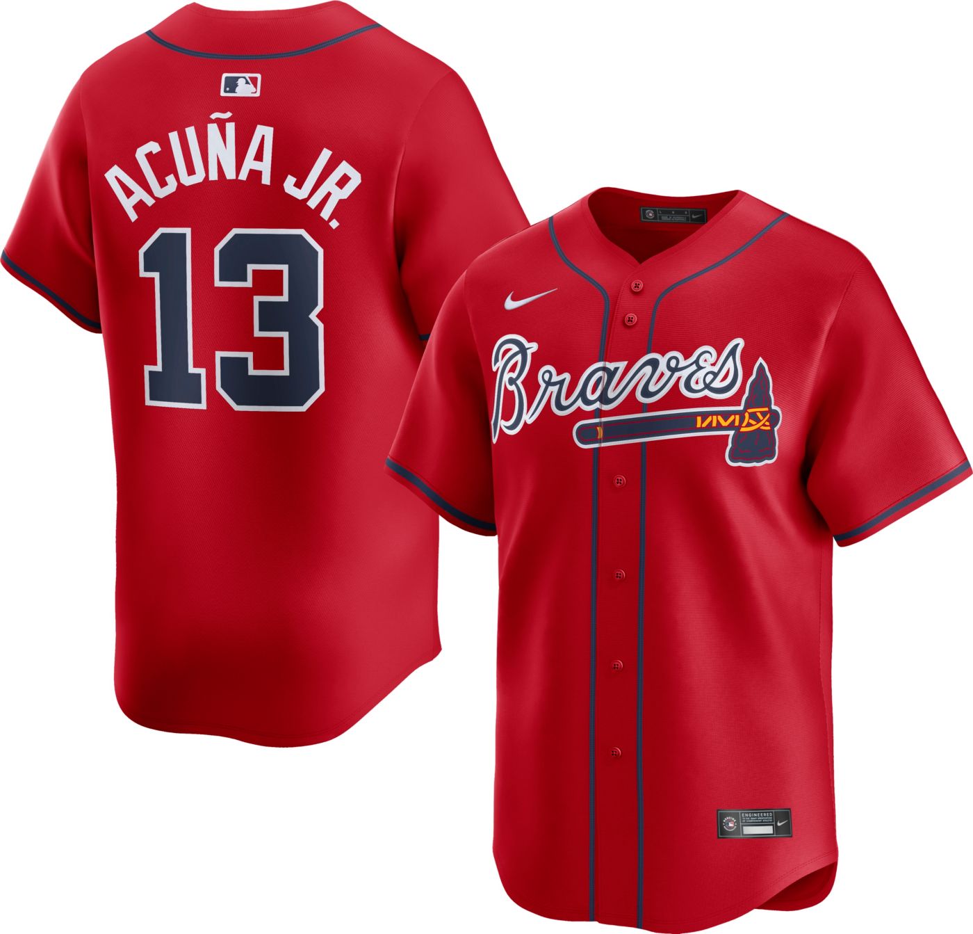 Nike Men s Atlanta Braves Ronald Acuna Jr. 13 Red Cool Base Jersey Dick s Sporting Goods