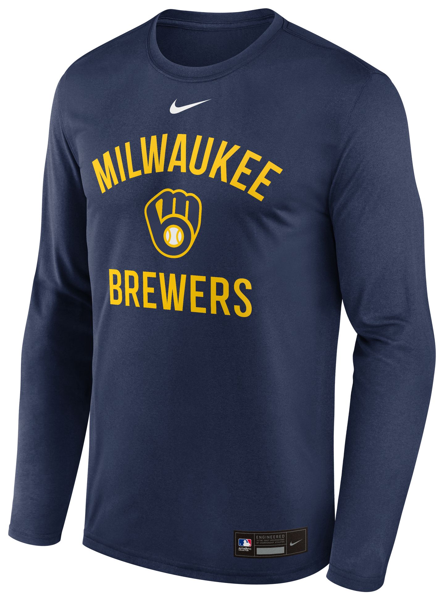 Nike Men's Milwaukee Brewers Navy Authentic Collection Legend Long Sleeve T-Shirt product image