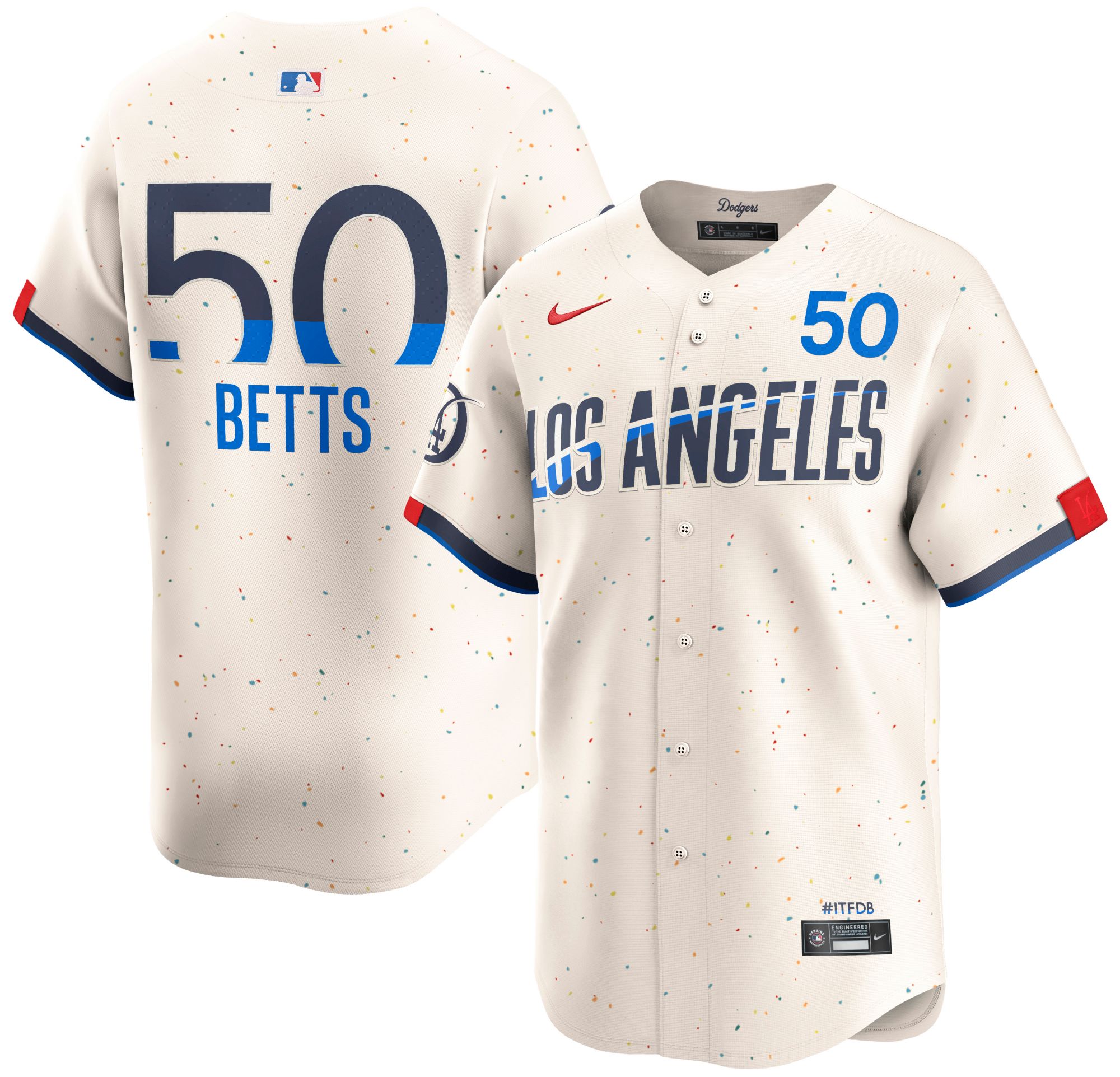 Nike Adult Los Angeles Dodgers Mookie Betts #50 City Connect Cream
