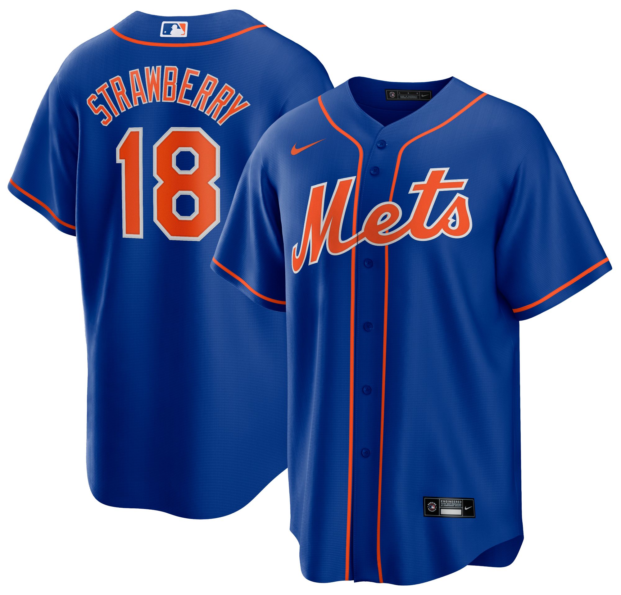 Nike Men's Replica New York Mets Darryl Strawberry #18 Blue Cooperstown Cool Base Jersey product image