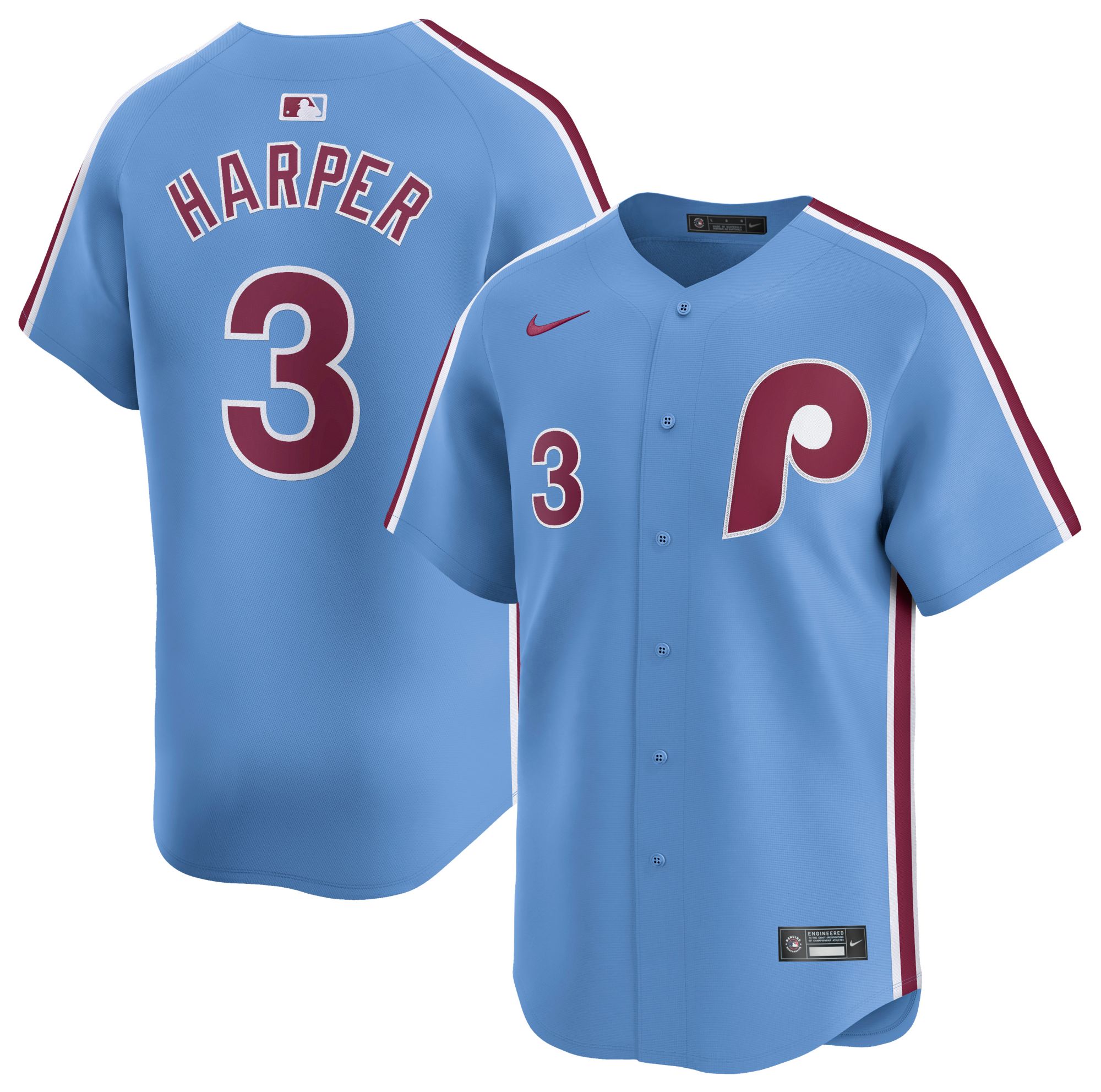 Nike Men's Philadelphia Phillies Bryce Harper #3 Blue Cool Base Jersey product image