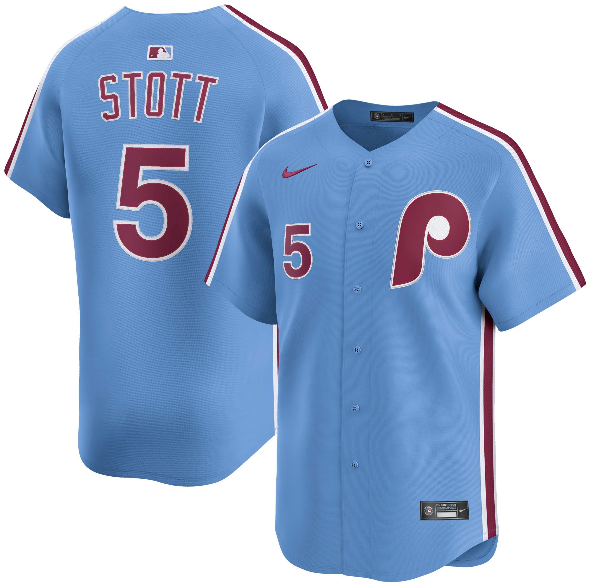 Nike Adult Philadelphia Phillies Bryson Stott #5 Light Blue Limited Jersey product image