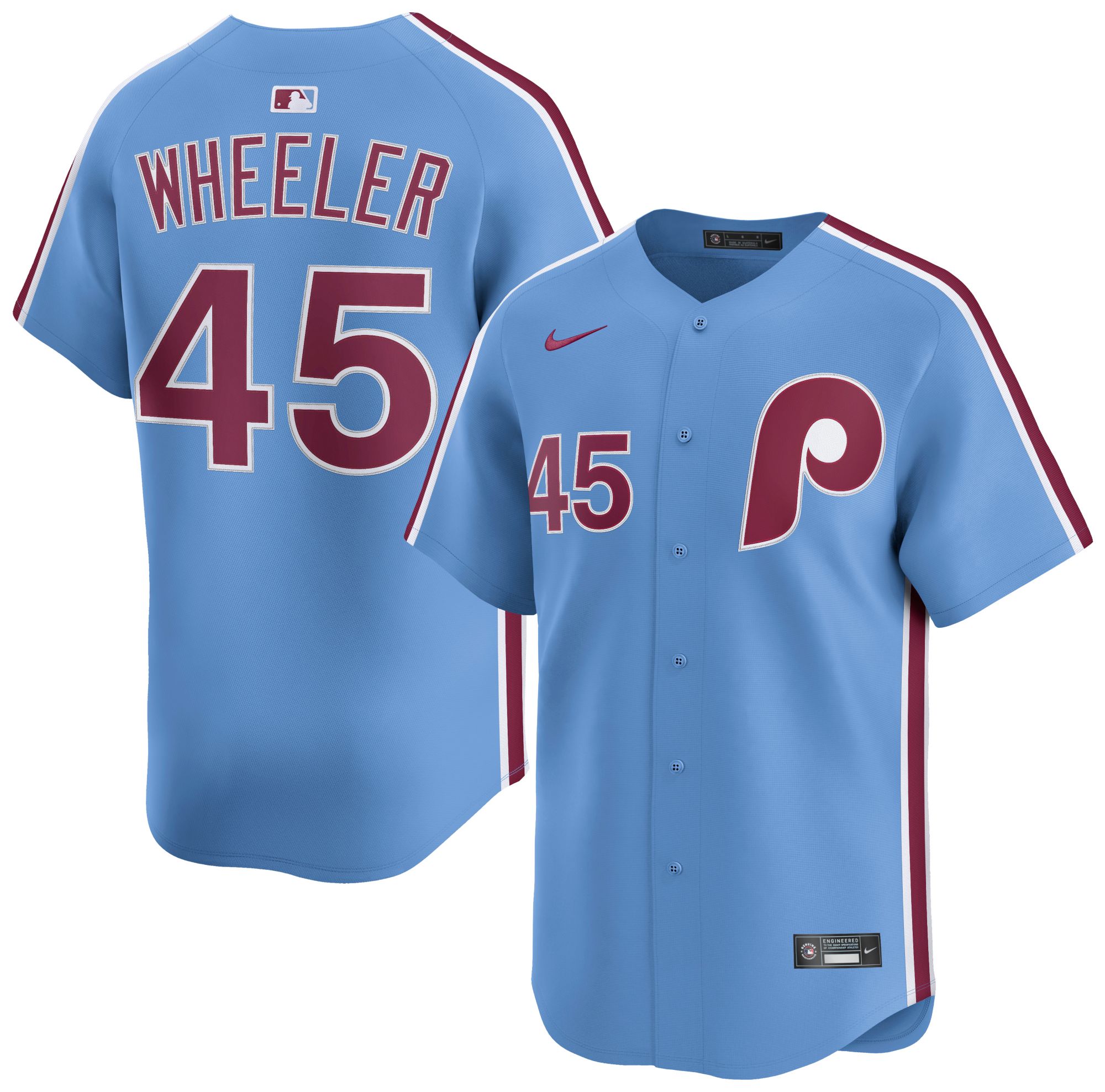 Nike Adult Philadelphia Phillies Light Blue Zack Wheeler #45 Limited Jersey product image
