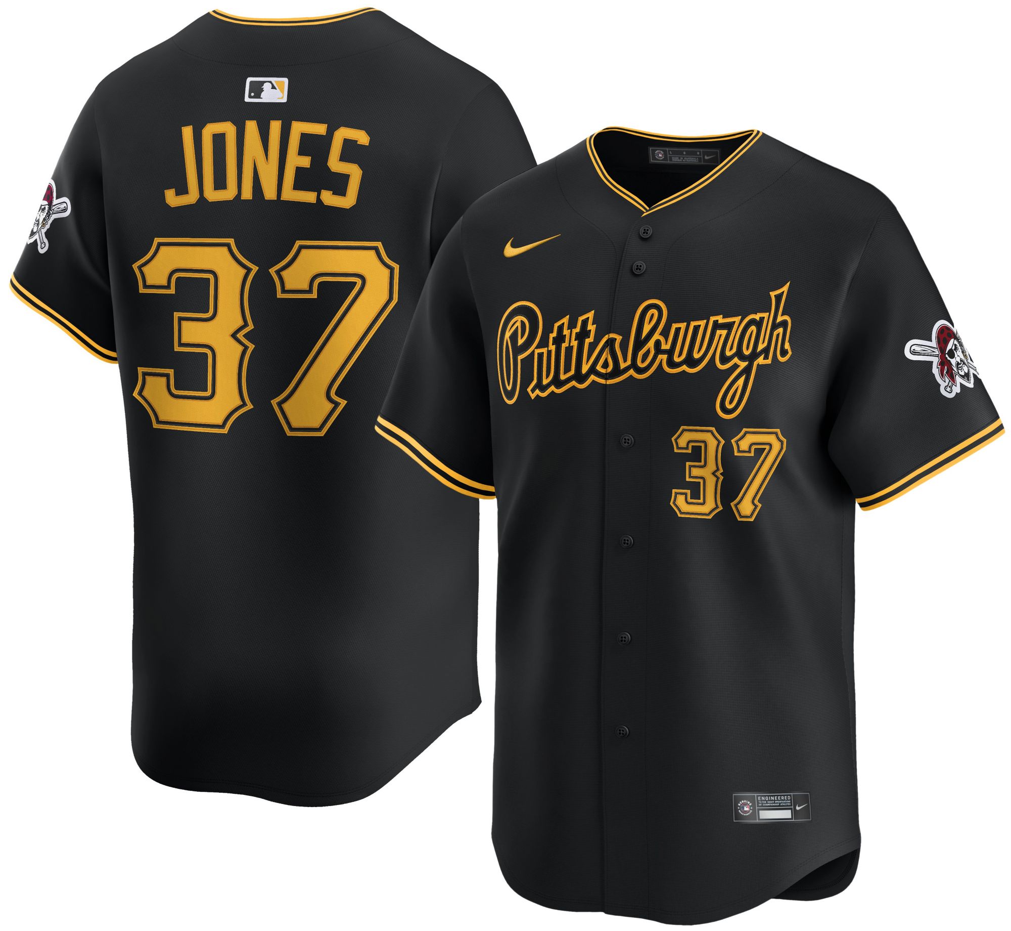 Nike Adult Pittsburgh Pirates Jared Jones #37 Black Limited Jersey product image