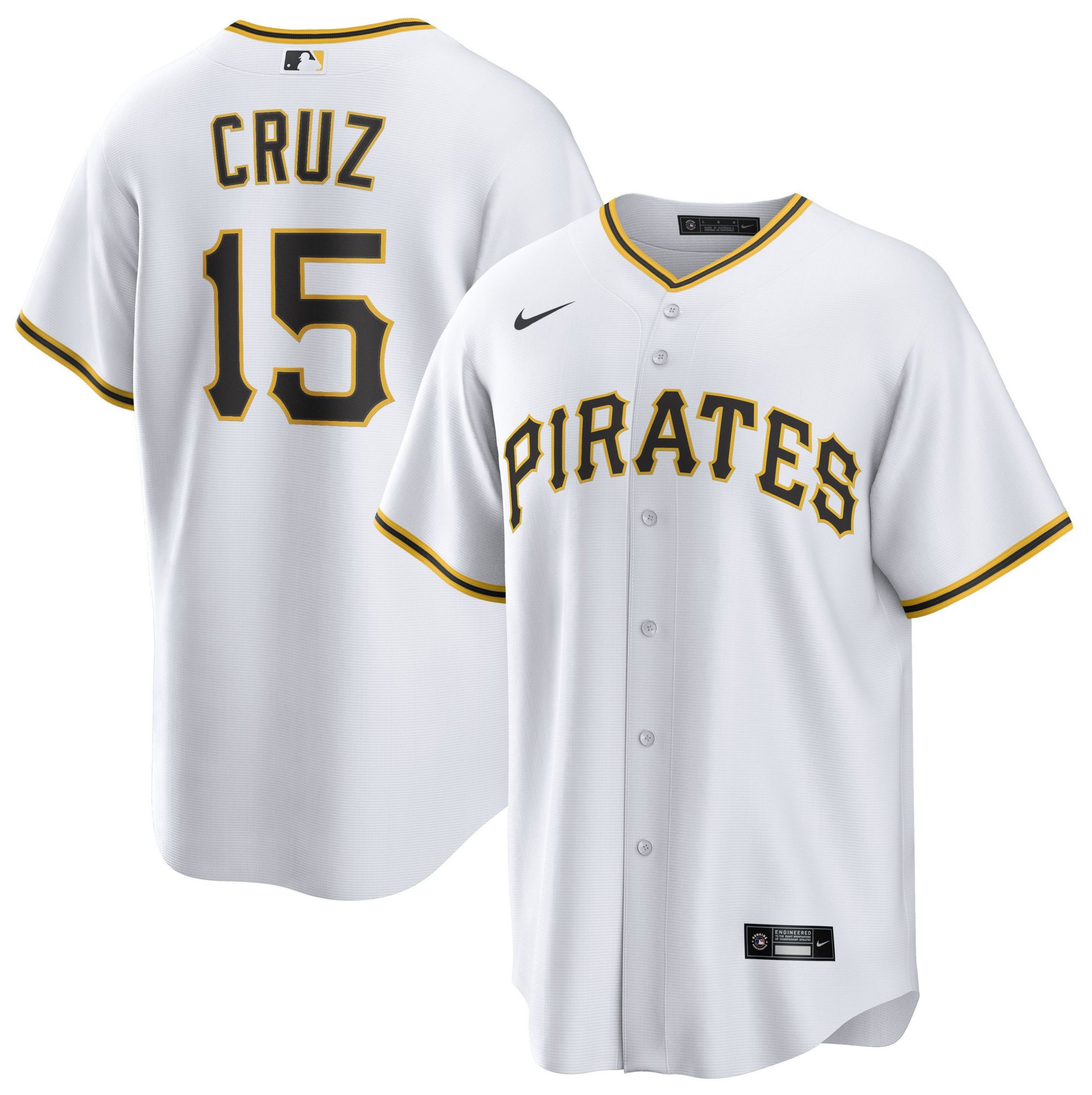 Nike Men's Pittsburgh Pirates White Oneil Cruz #15 Replica Jersey product image