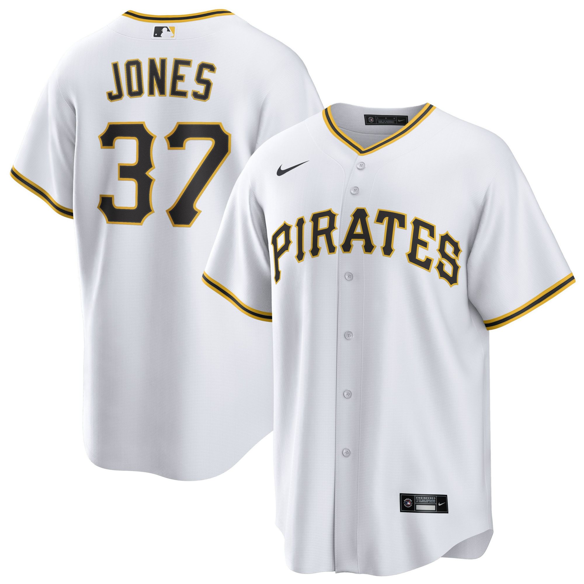 Nike Men's Pittsburgh Pirates White Jared Jones #37 Replica Jersey product image