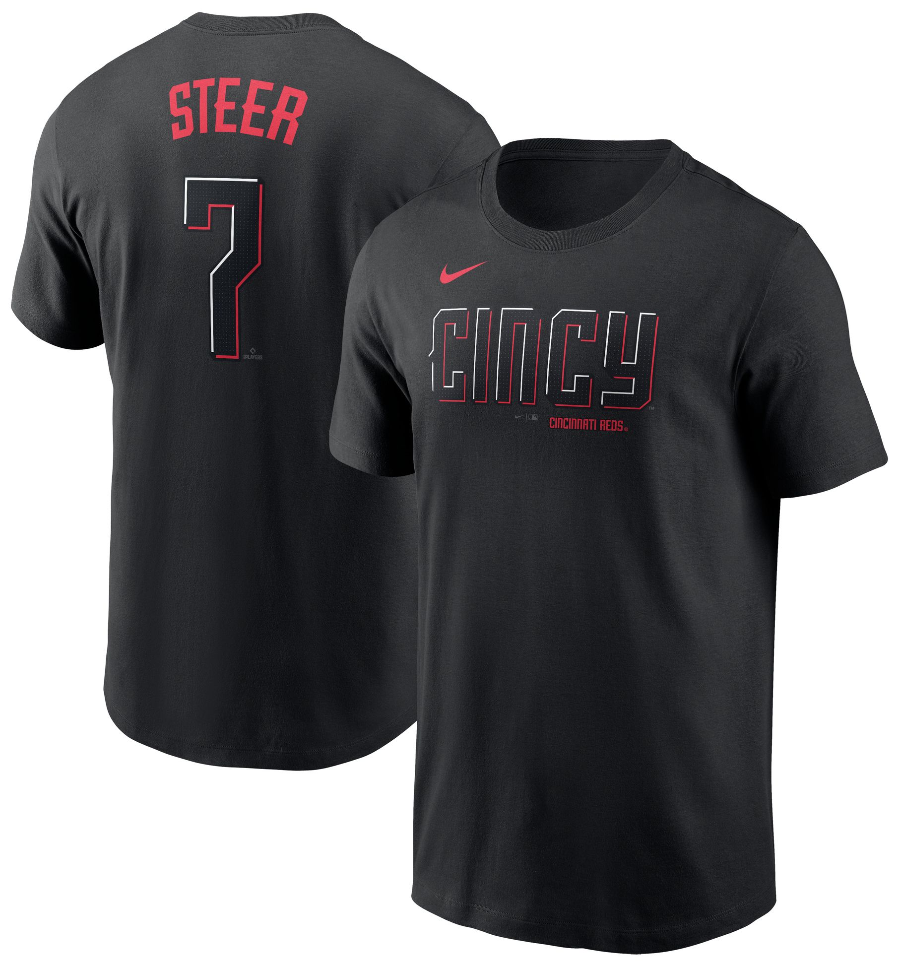 Nike Adult Cincinnati Reds Spencer Steer #7 Black T-Shirt product image
