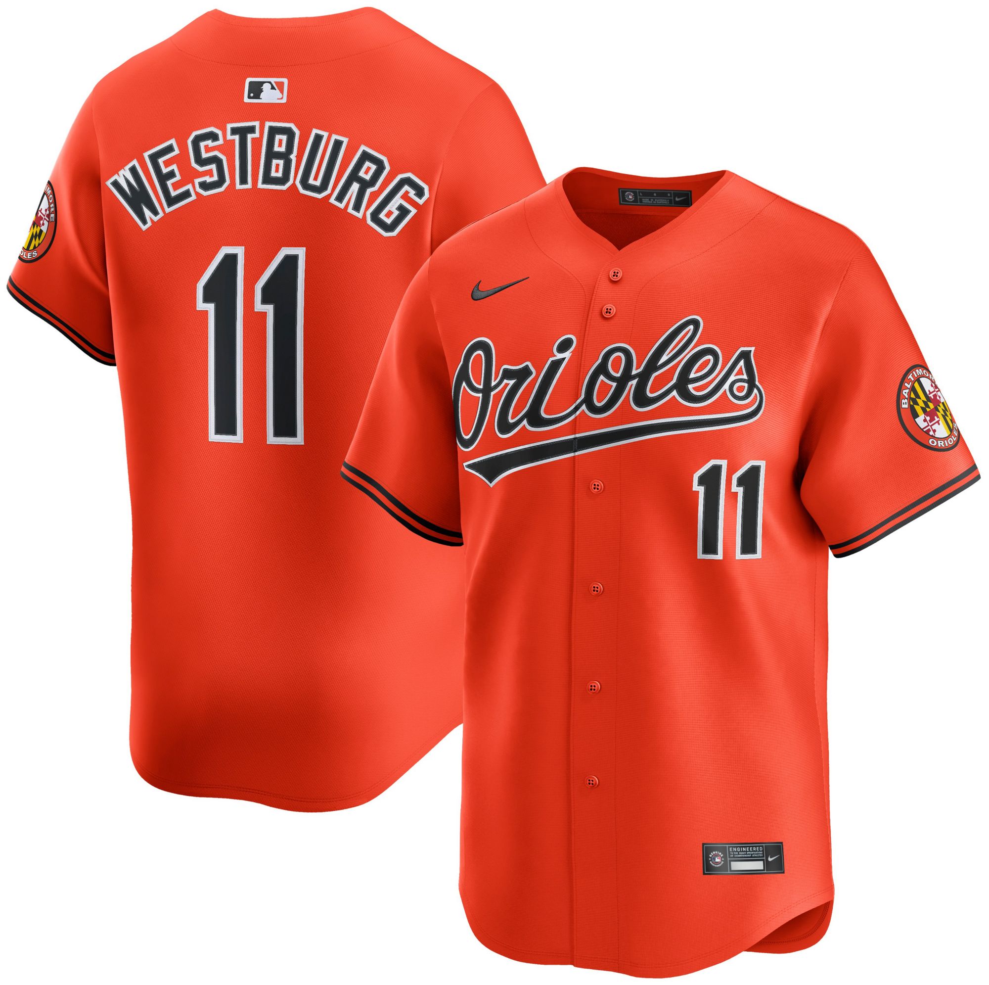 Nike Men's Baltimore Orioles Orange Jordan Westburg #11 Limited Jersey product image