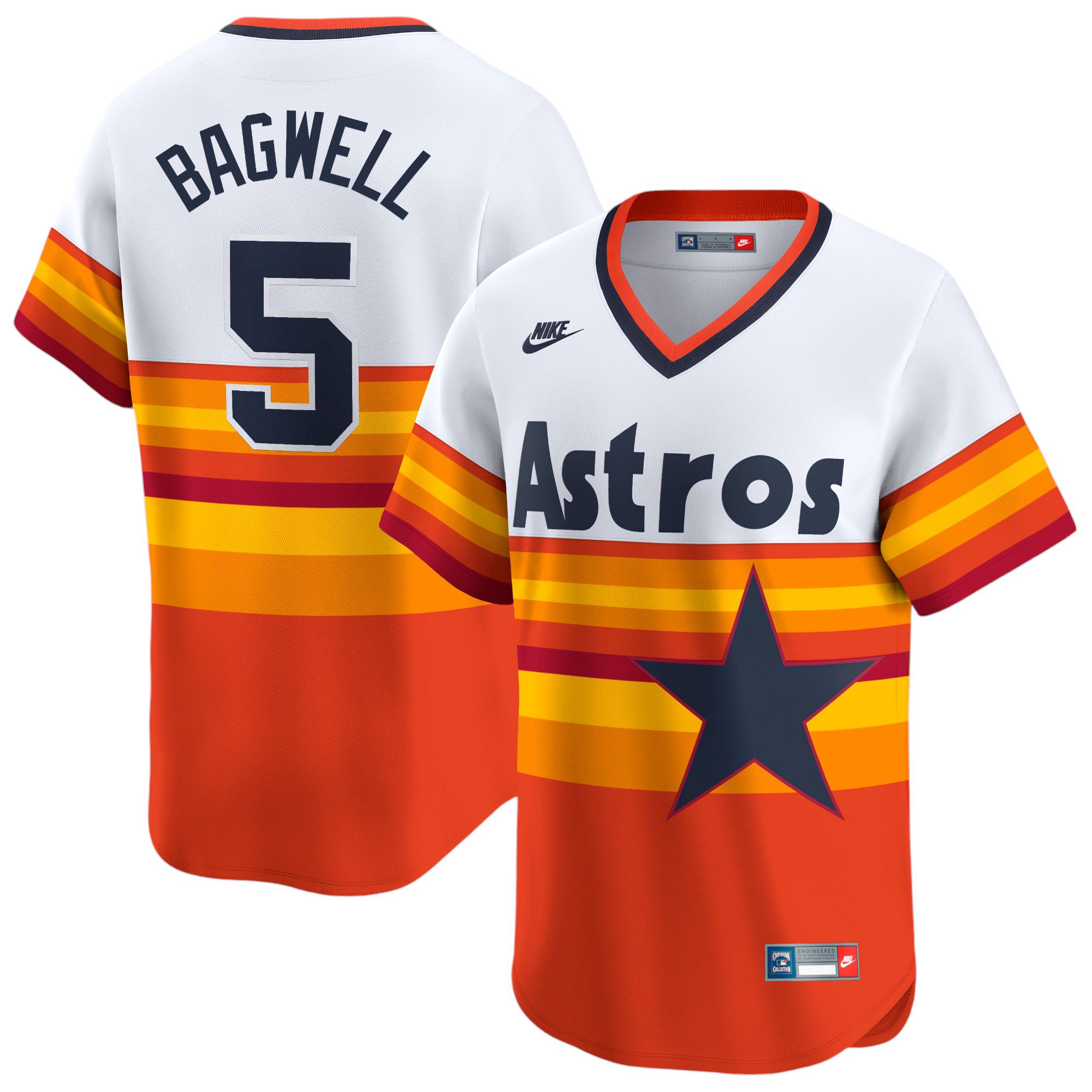 Nike Men's Houston Astros Jeff Bagwell #5 White/Rainbow Limited Vapor Jersey product image
