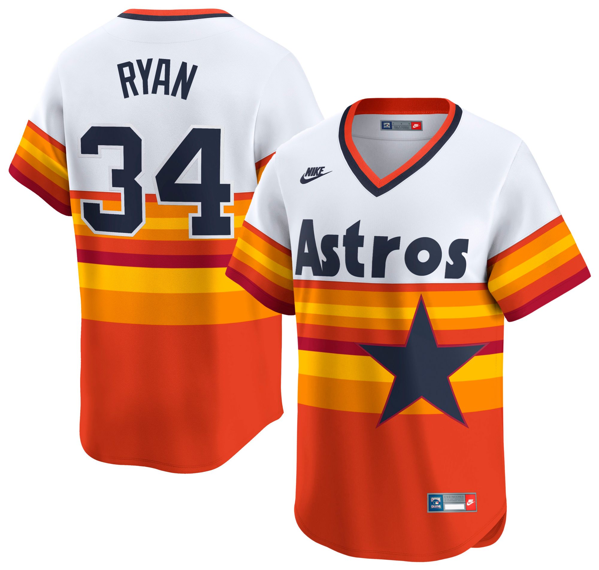 Nike Men's Houston Astros Nolan Ryan #34 White/Rainbow Limited Vapor Jersey product image