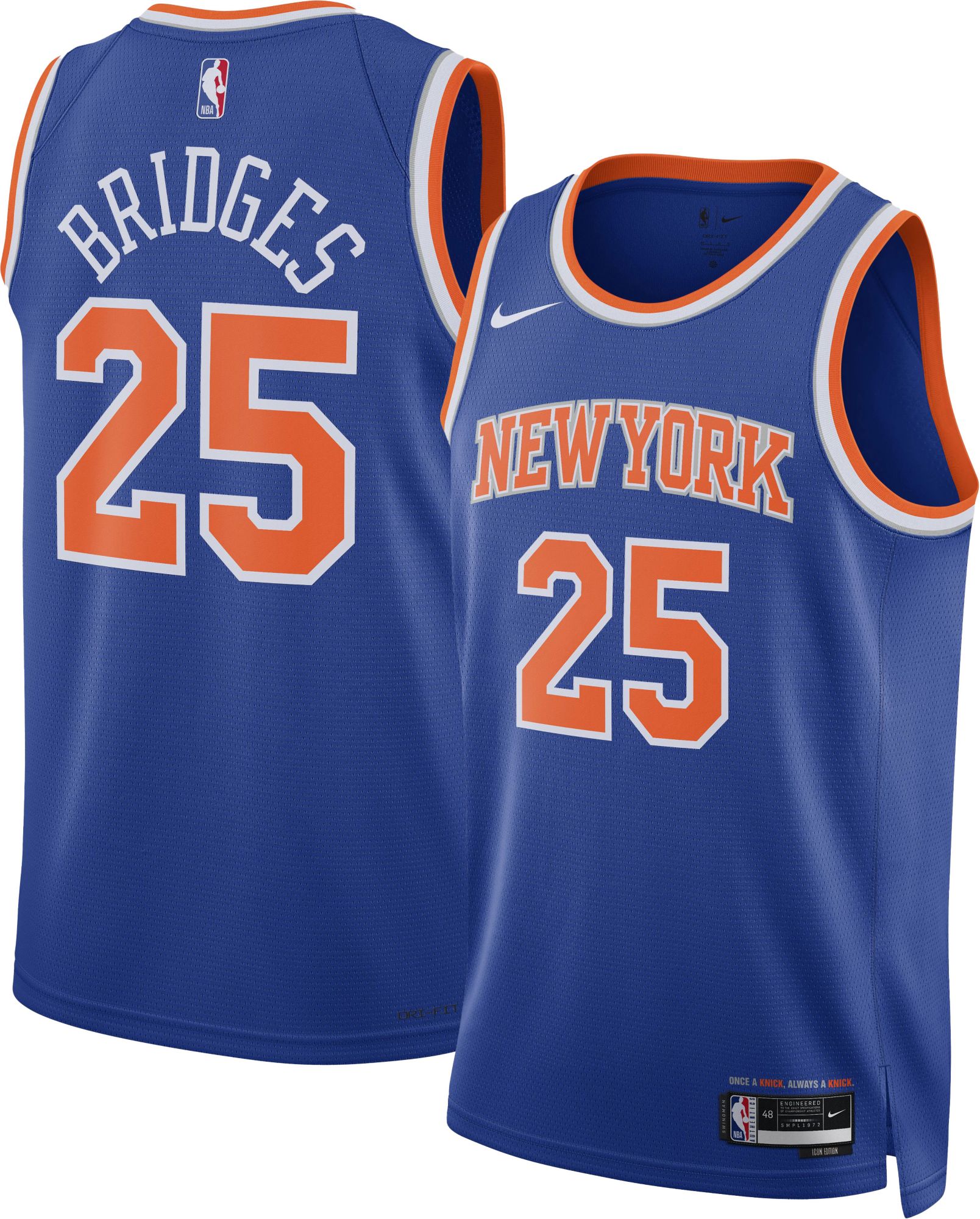 Nike Adult New York Knicks Mikal Bridges #25 Swingman Icon Jersey product image