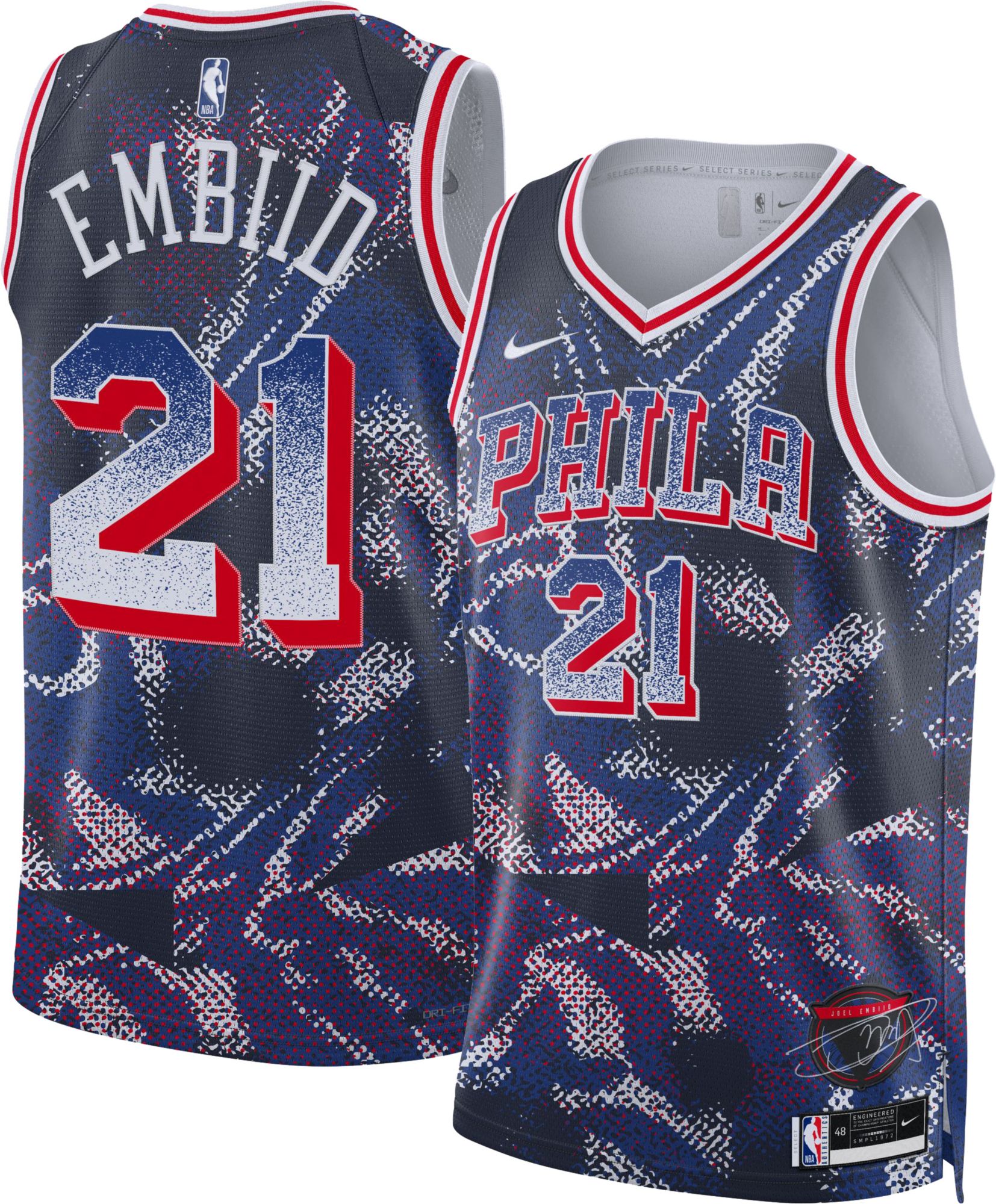 Nike Adult 2024-25 Select Series Philadelphia 76ers Joel Embiid #21 Blue Swingman Jersey product image