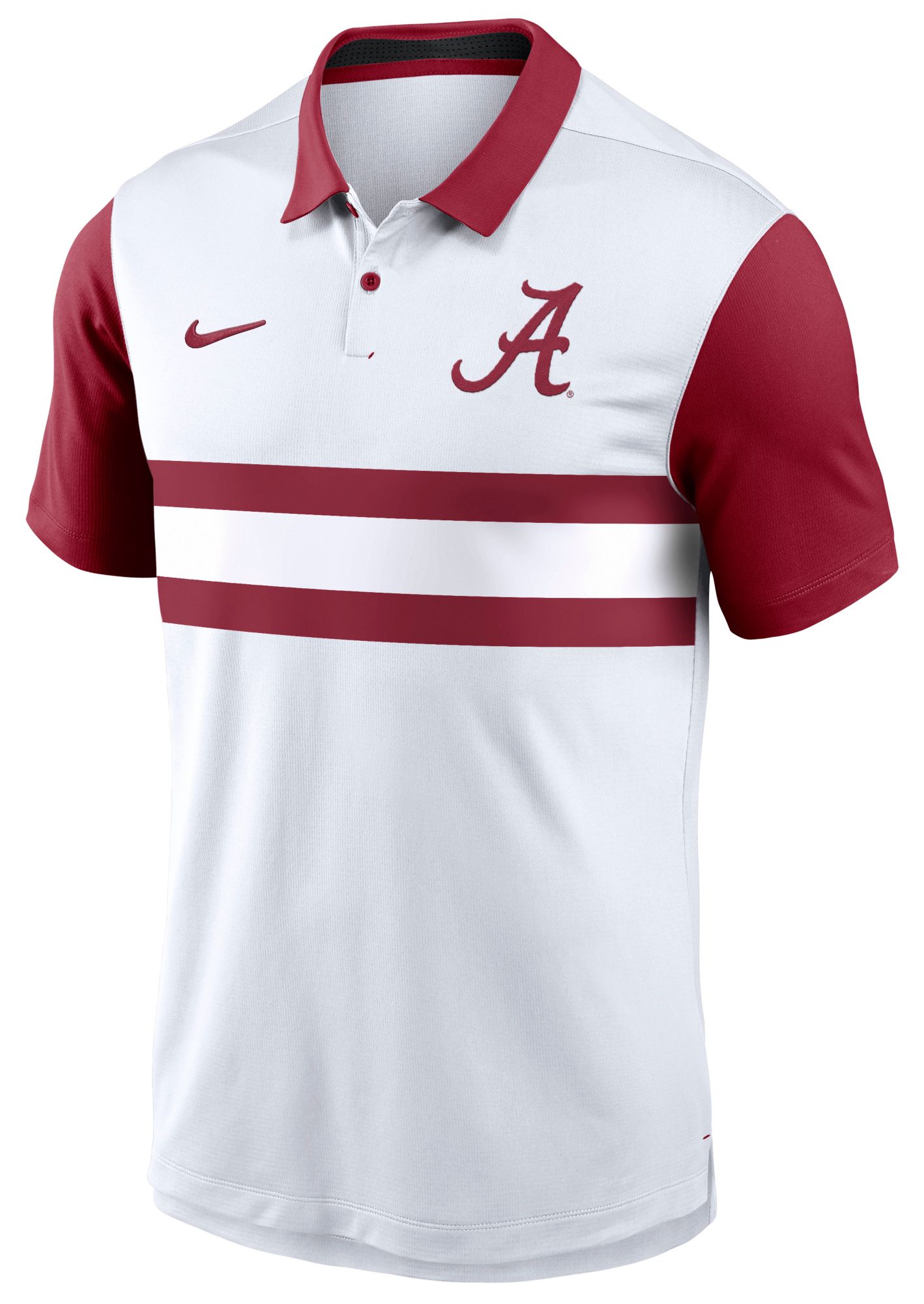 Nike Men's Alabama Crimson Tide White/Crimson Campus Patterned Polo product image