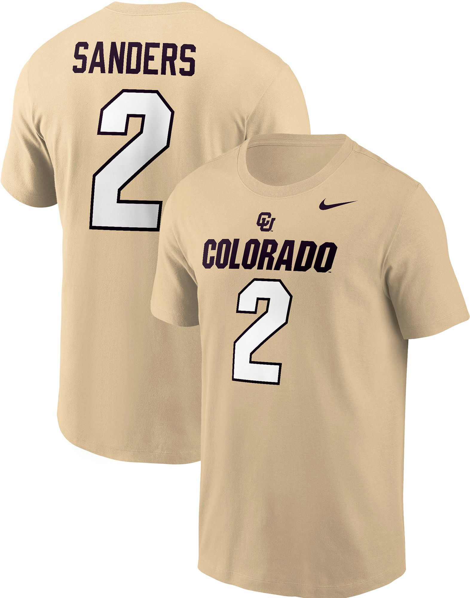Nike Men's Colorado Buffaloes Shedeur Sanders #2 Gold Jersey T-Shirt product image