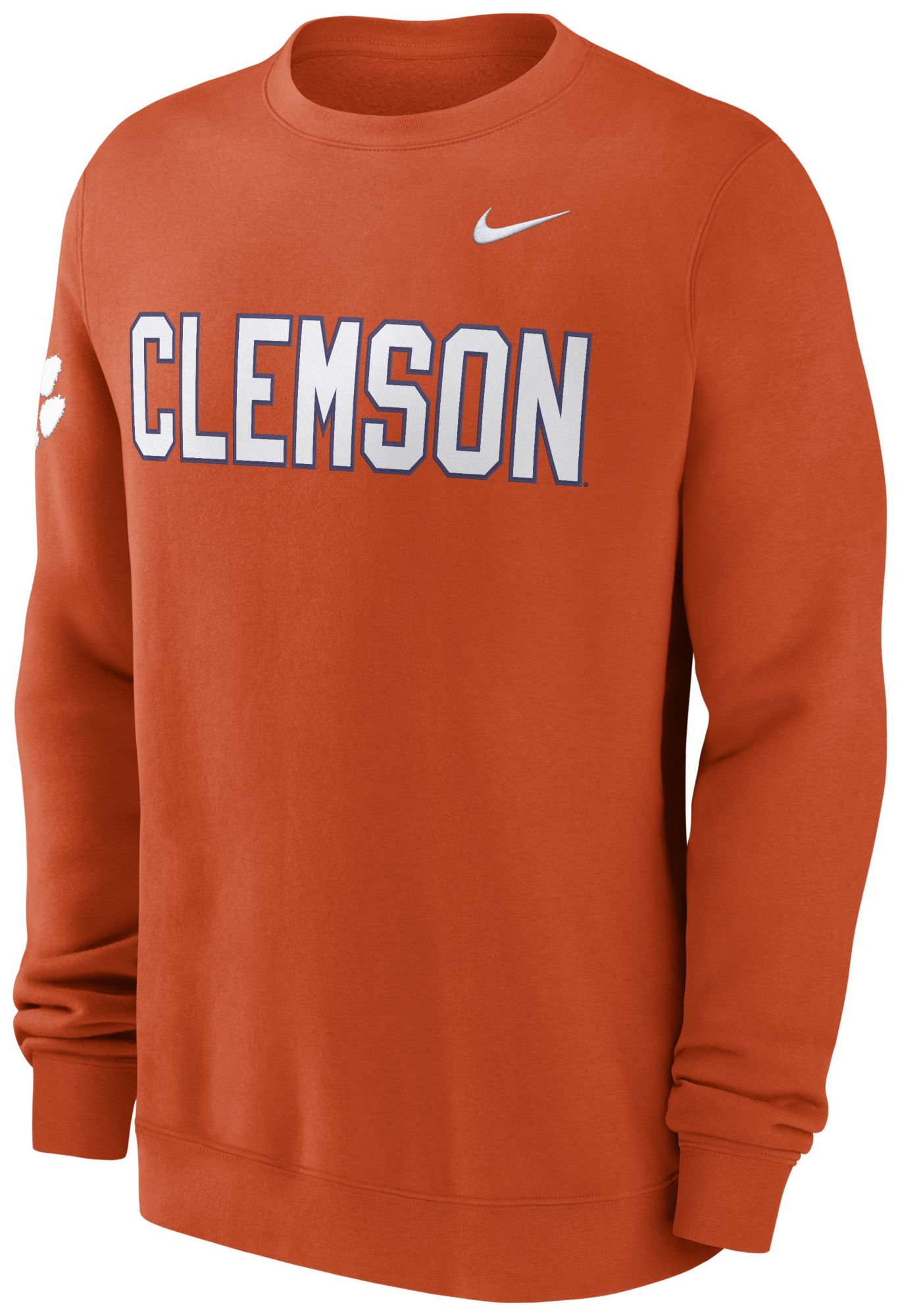 Nike Men's Clemson Tigers Orange Club Fleece Crew Neck Pullover Sweatshirt product image