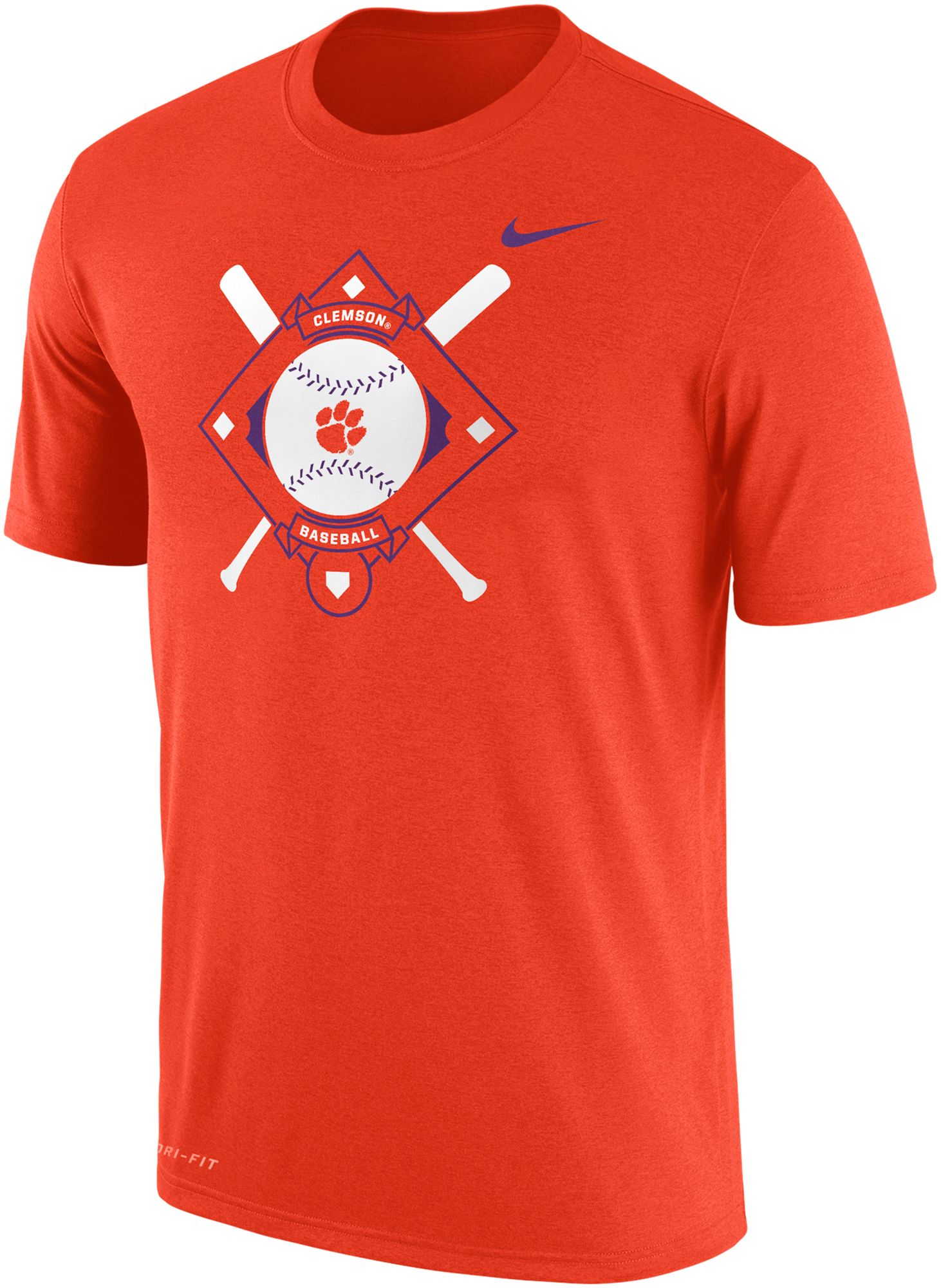 Nike Men's Clemson Tigers Orange Dri-FIT Baseball Plate T-Shirt