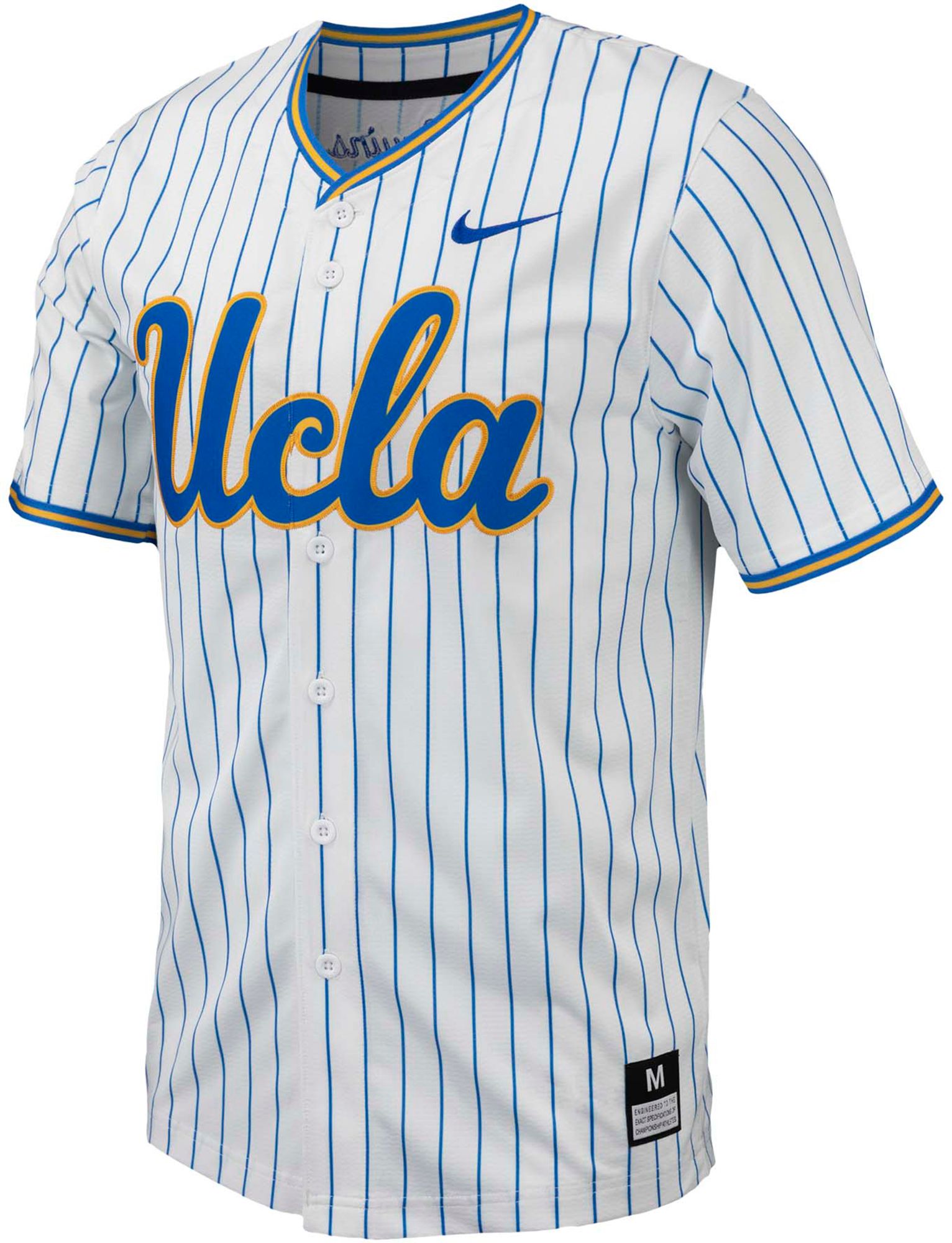 Nike Men's UCLA Bruins White Pinstripe Full Button Replica Baseball Jersey